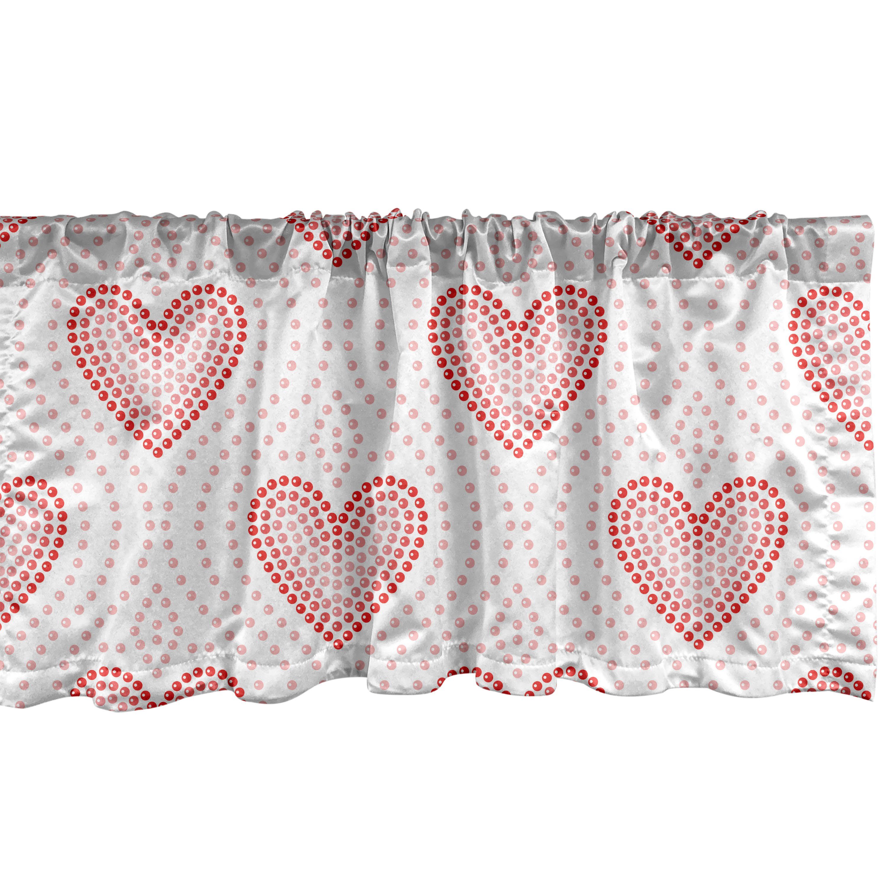 Scheibengardine Vorhang Volant für Stangentasche, Microfaser, Dekor Abakuhaus, Gepunktete Küche Schlafzimmer Herz-Muster mit Pearls