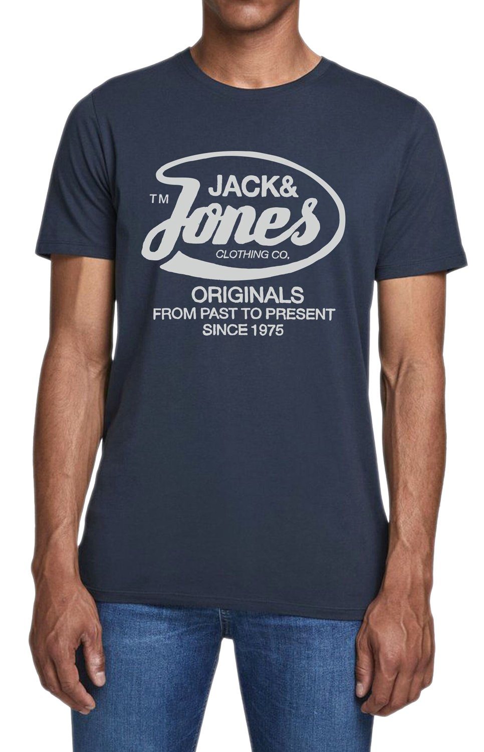 Jack & Jones Print-Shirt Regular Fit T-Shirt mit Rundhalsausschnitt OPT14 Navy