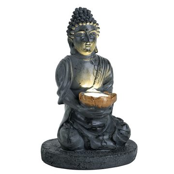 etc-shop LED Dekofigur, LED-Leuchtmittel fest verbaut, LED Solarlampe Lampe Leuchte beleuchtete Skulptur Buddha Kunststoff