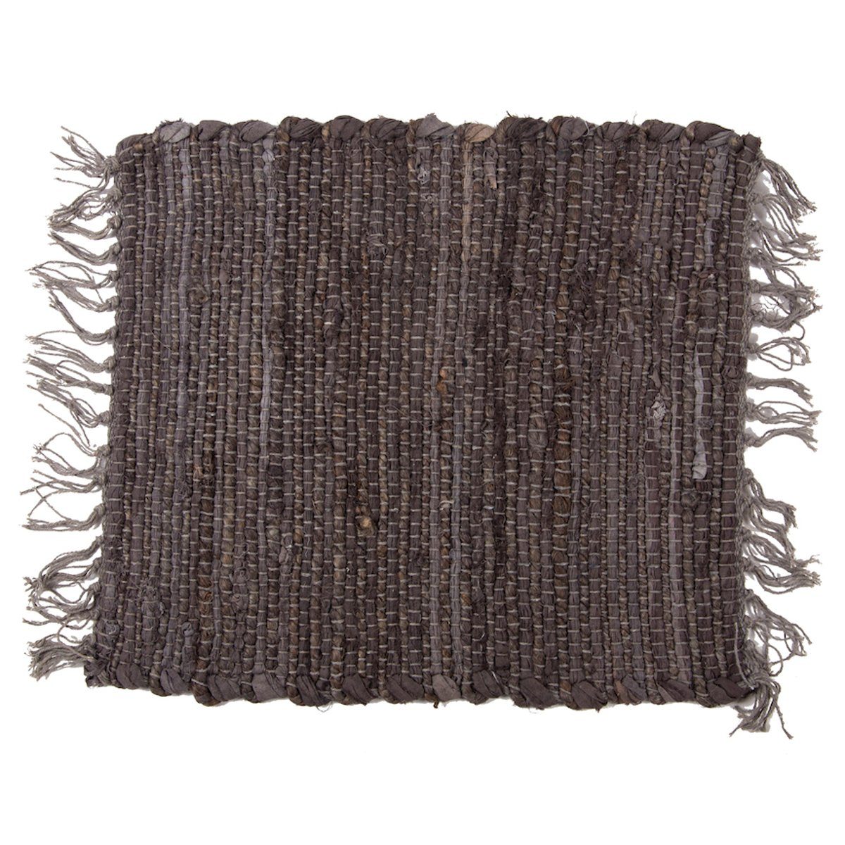 Platzset edle Platzdecke aus Baumwolle mit Fransen 35x35 rechteckig grau