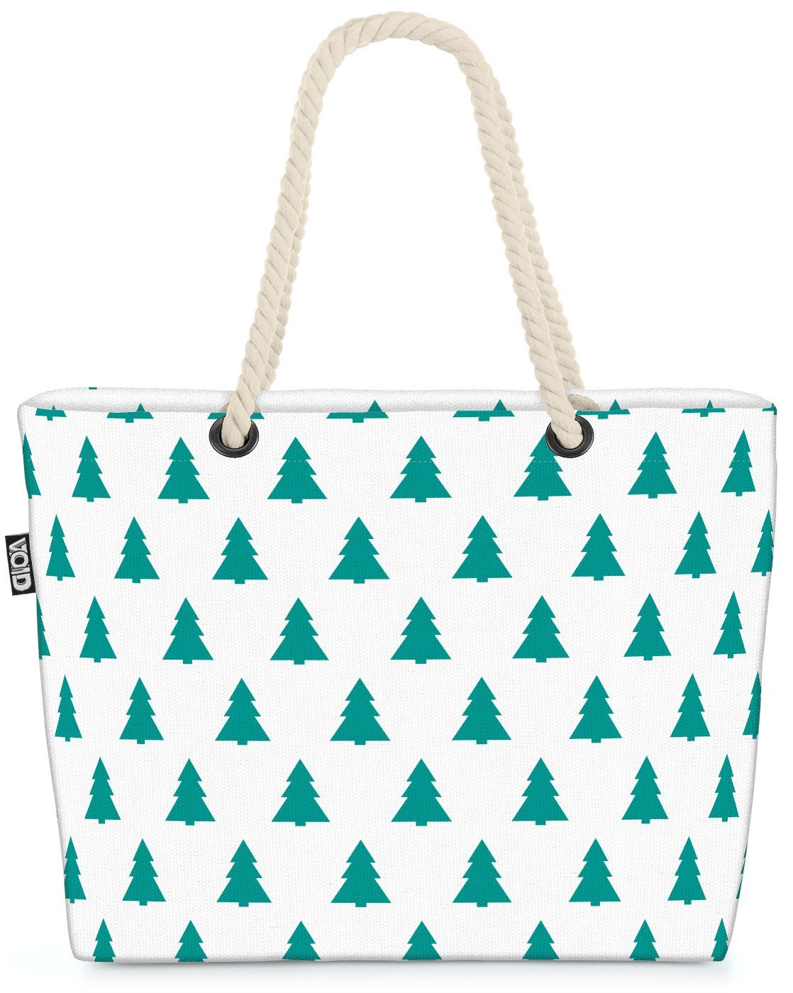 VOID Strandtasche (1-tlg), Wald Design weiss Beach Bag Winter Wald Design Tannenbaum Christbaum Weihnachte