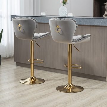 OKWISH Barhocker Tresenhocker, Schwenkbare Barstühle Set von 2 (mit Fußstütze für Küche, Esszimmer), 360-Grad-Höhenverstellung