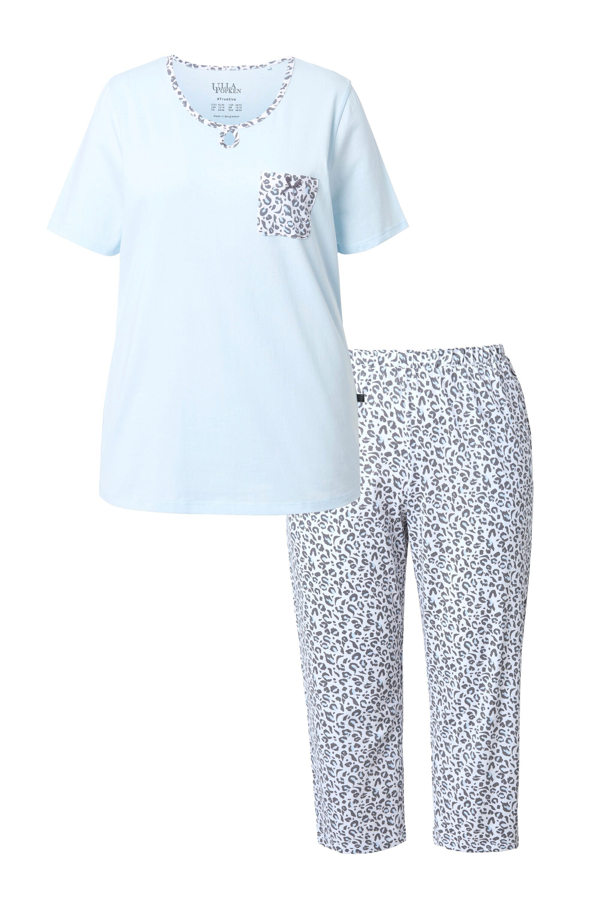Ulla Popken Pyjama Pyjama Leomuster Rundhals günstig online kaufen