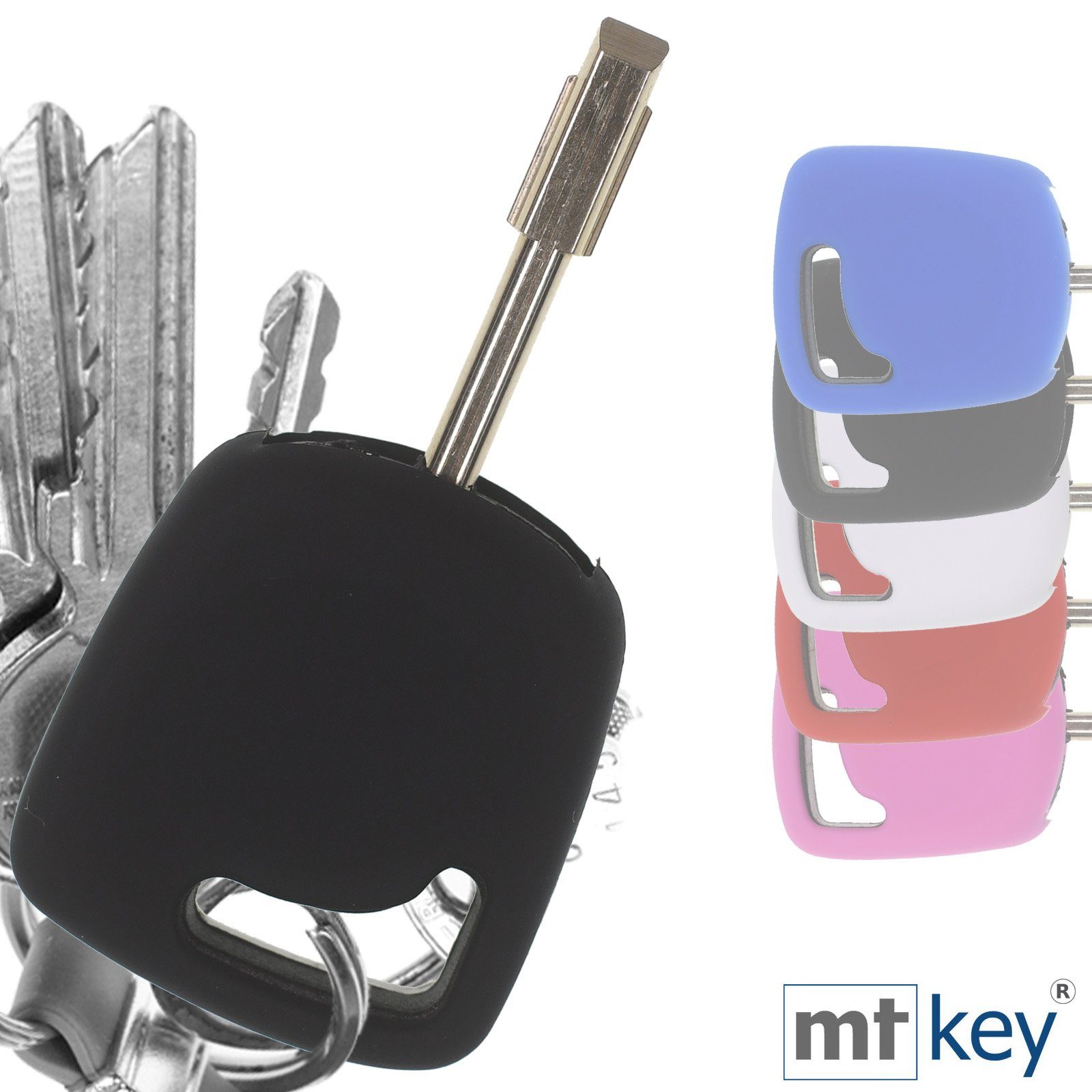 mt-key Schlüsseltasche Autoschlüssel Softcase Silikon Schutzhülle Schwarz, für Ford Fiesta Focus Transit KA Escort Mondeo Tourneo Startschlüssel