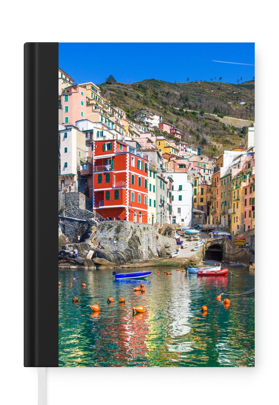 MuchoWow Notizbuch Bunte Boote auf dem Wasser in Cinque Terre, Journal, Merkzettel, Tagebuch, Notizheft, A5, 98 Seiten, Haushaltsbuch