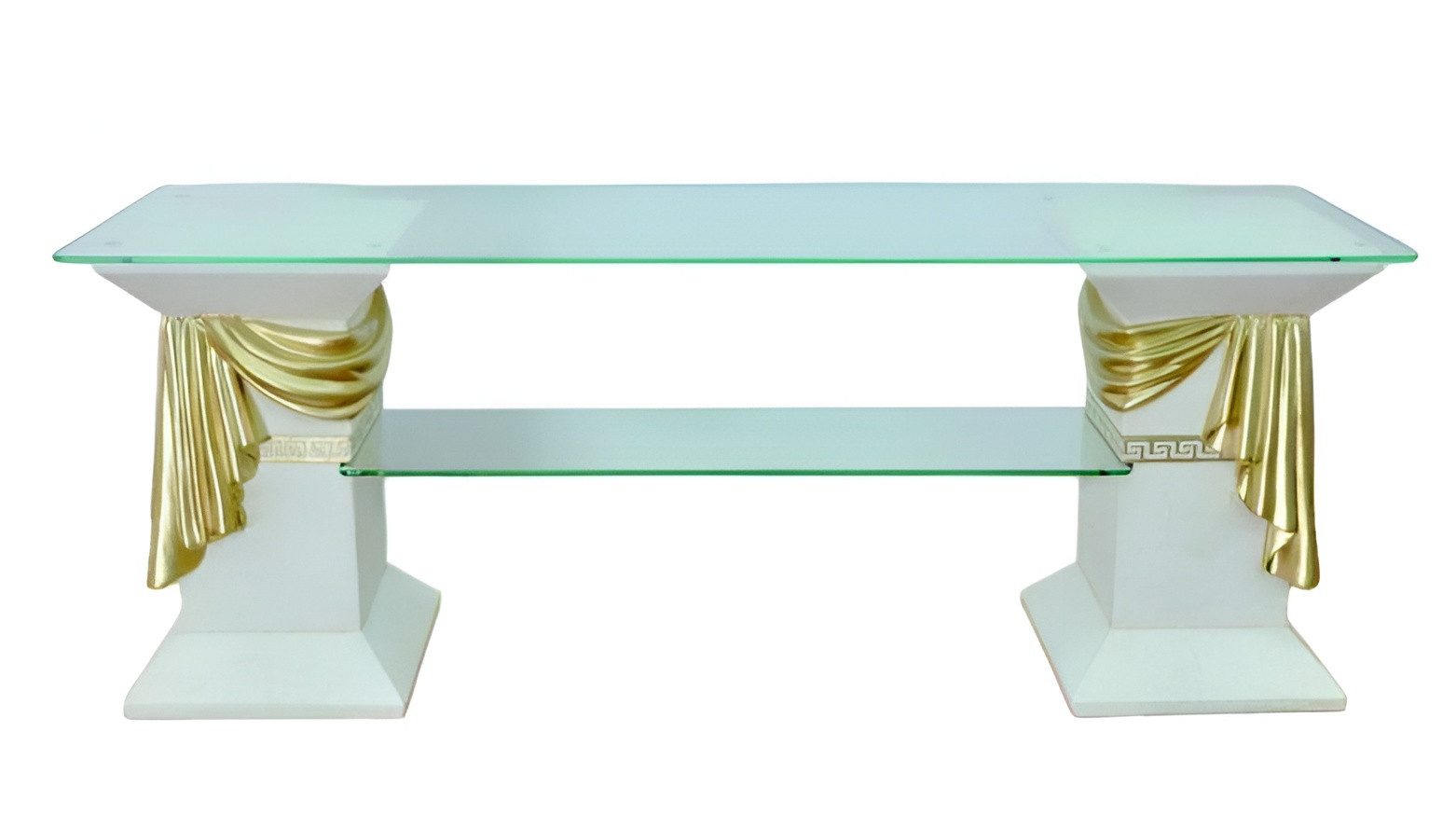 Xlmoebel TV-Schrank Elegantes RTV Sideboard Medusa mit Vitrine und Stauraum (Regal mit Schärpe 56 cm Hoch-Material:Acryl/Stuck) Hergestellt in Europa