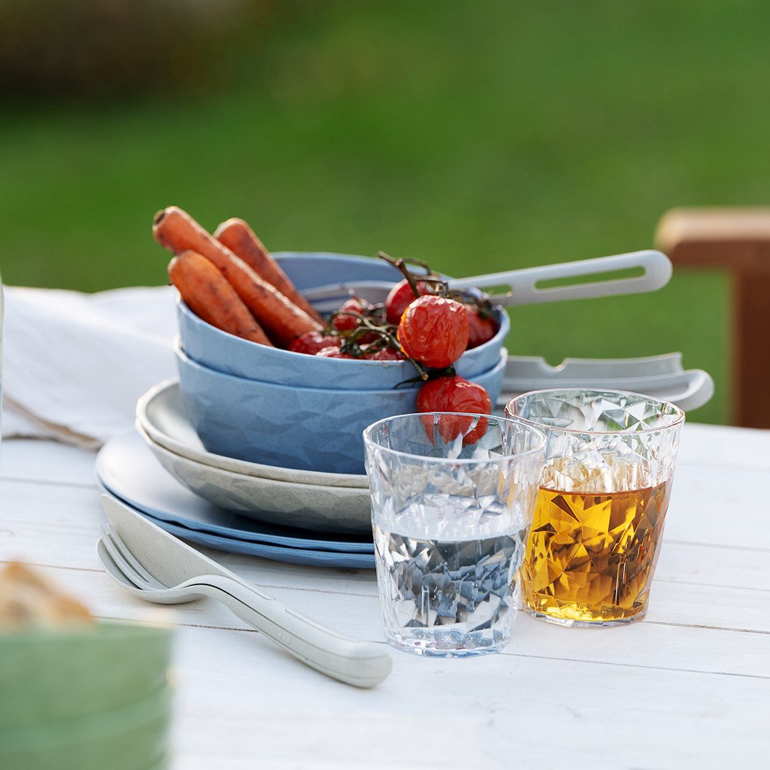 KOZIOL Geschirr-Set CLUB SET SKAGEN (10-tlg), 2 Personen, Kunststoff, spülmaschinengeeignet, melaminfrei, CO² neutrale Produktion