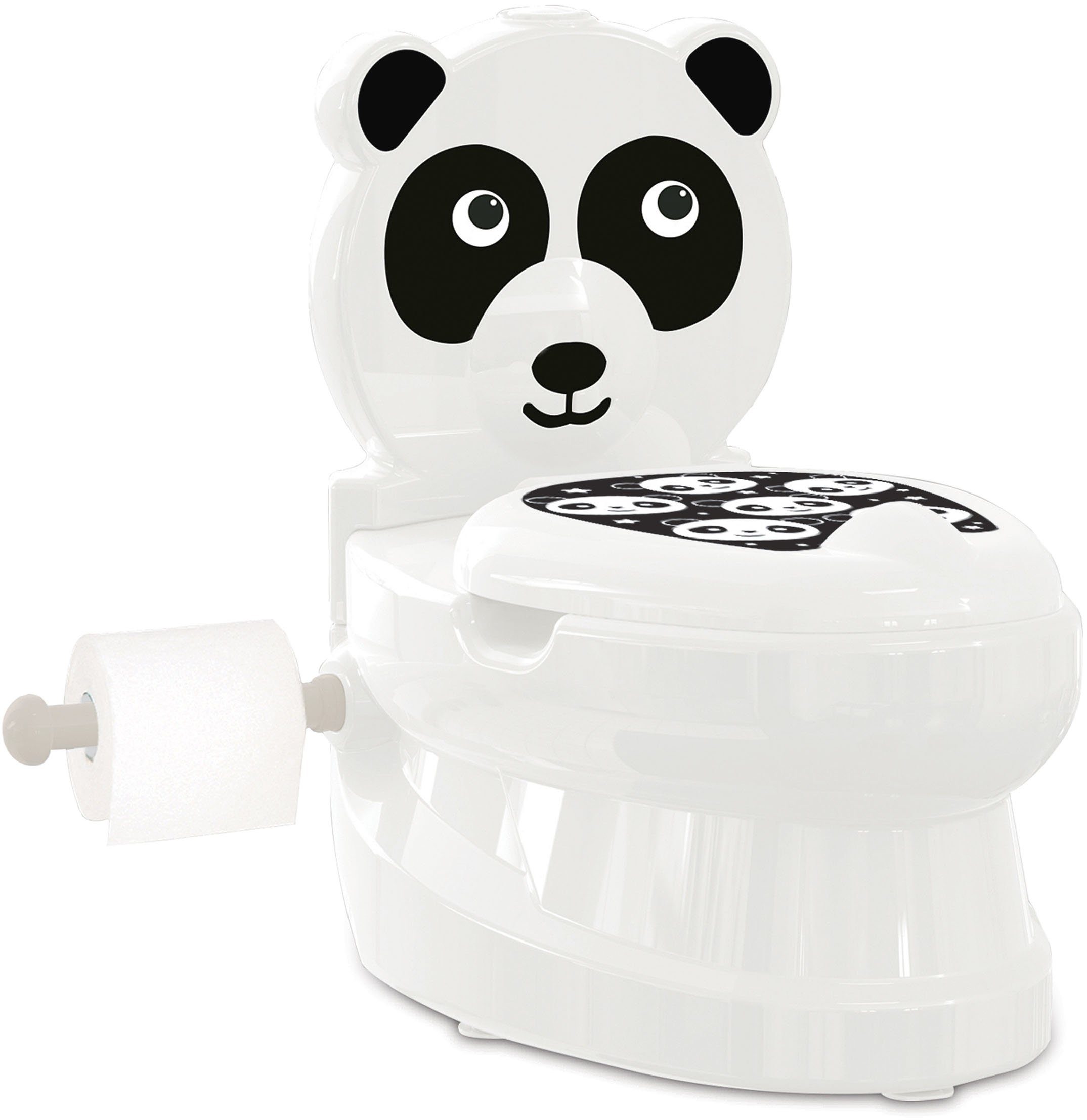 Jamara Toilettentrainer Meine kleine mit Toilettenpapierhalter Spülsound Toilette, und Panda