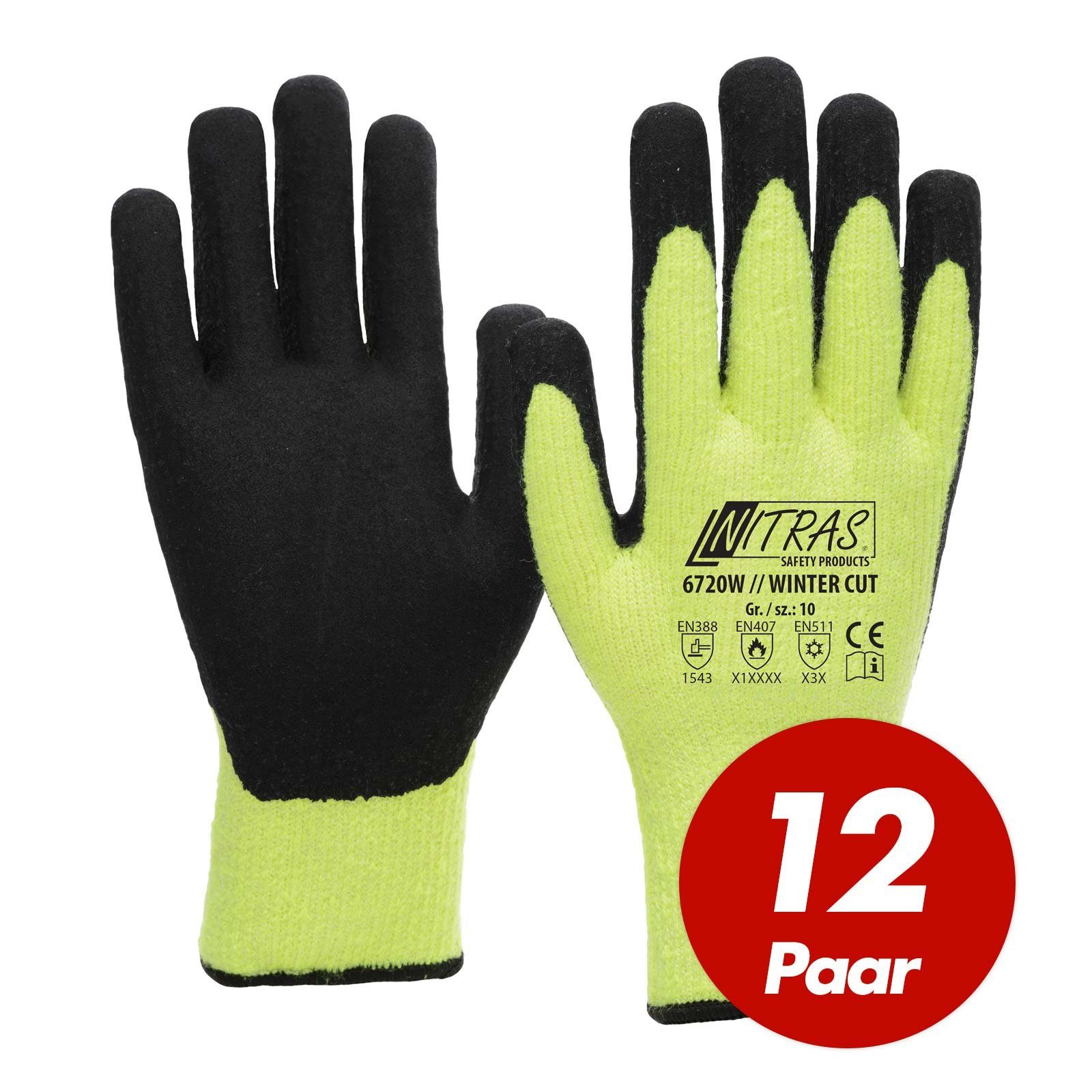Nitras Skihandschuhe NITRAS Winter-Cut Handschuhe TAEKI5 6720W Schutzhandschuhe - 12 Paar (Spar-Set)