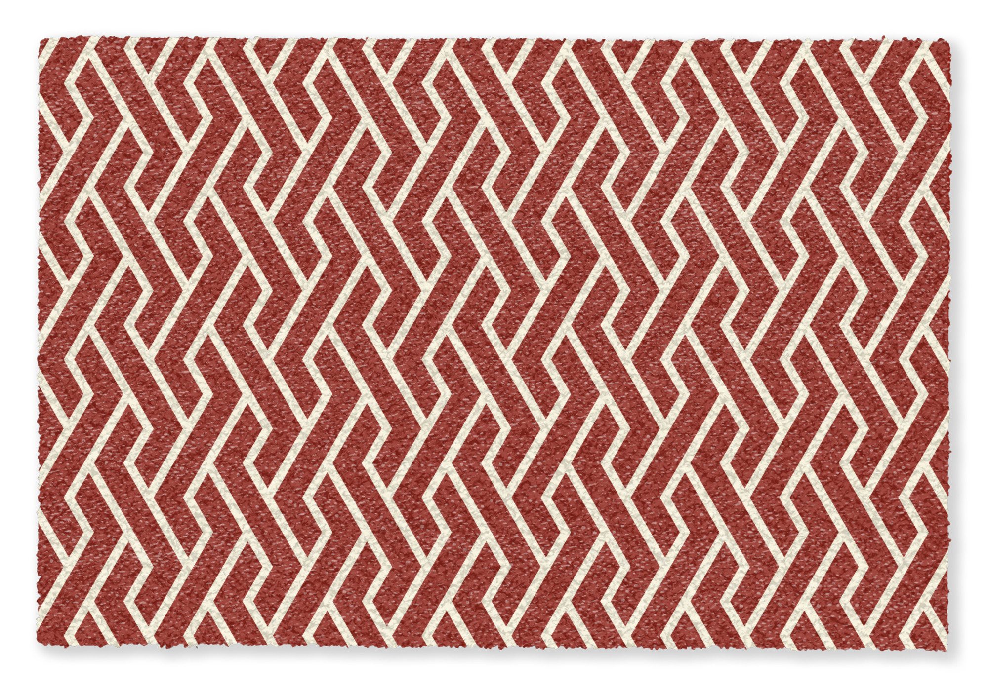 MuchoWow Fußmatte Rot - Beige - Muster - Linien, Rechteckig, innen Schmutzfangmatte, Tür, Schmutzfänger Flur, Teppich 60x40 cm