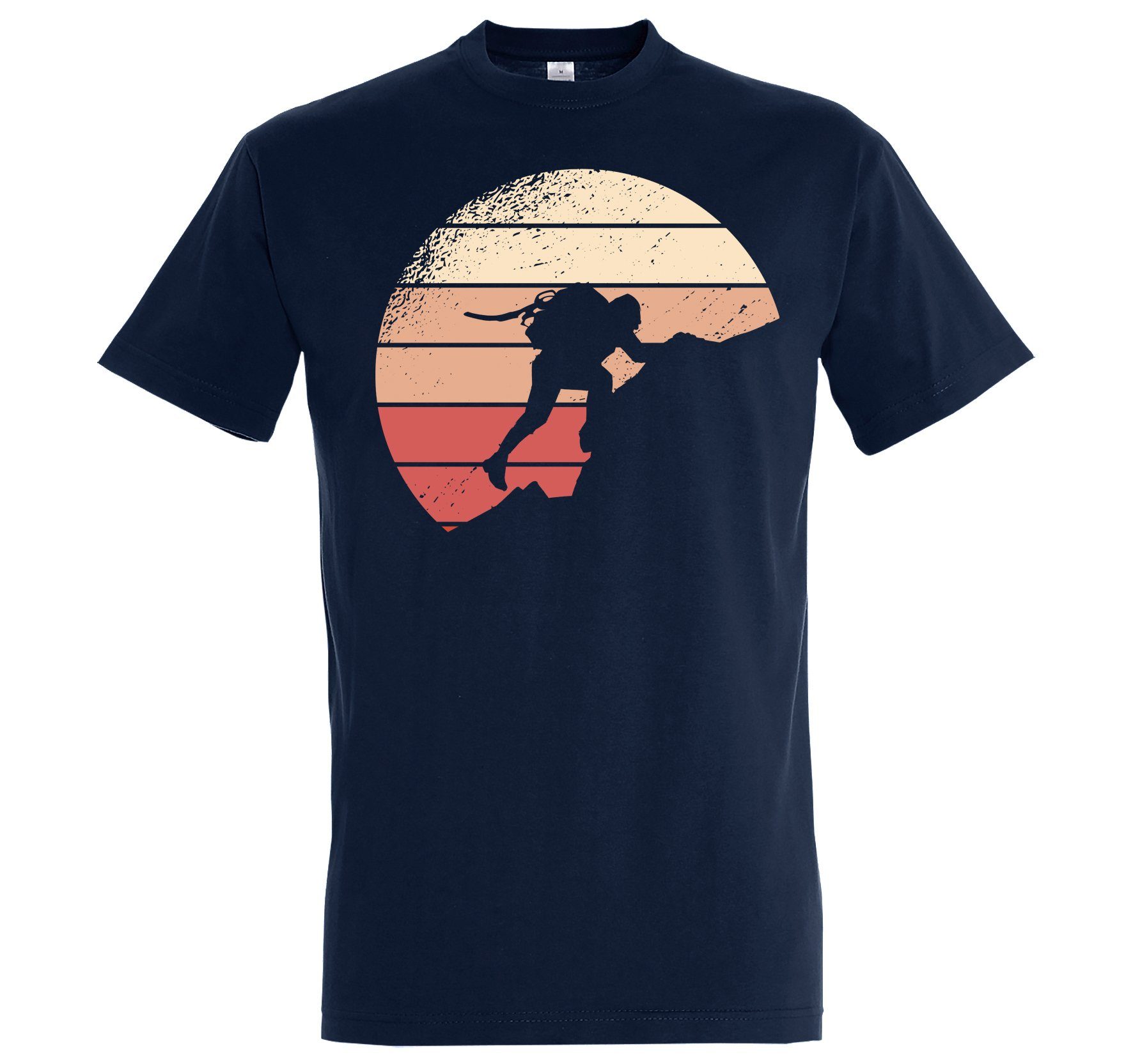 Herren Shirt Youth Frontprint lustigem Navyblau T-Shirt Designz mit Mountain Bergsteiger