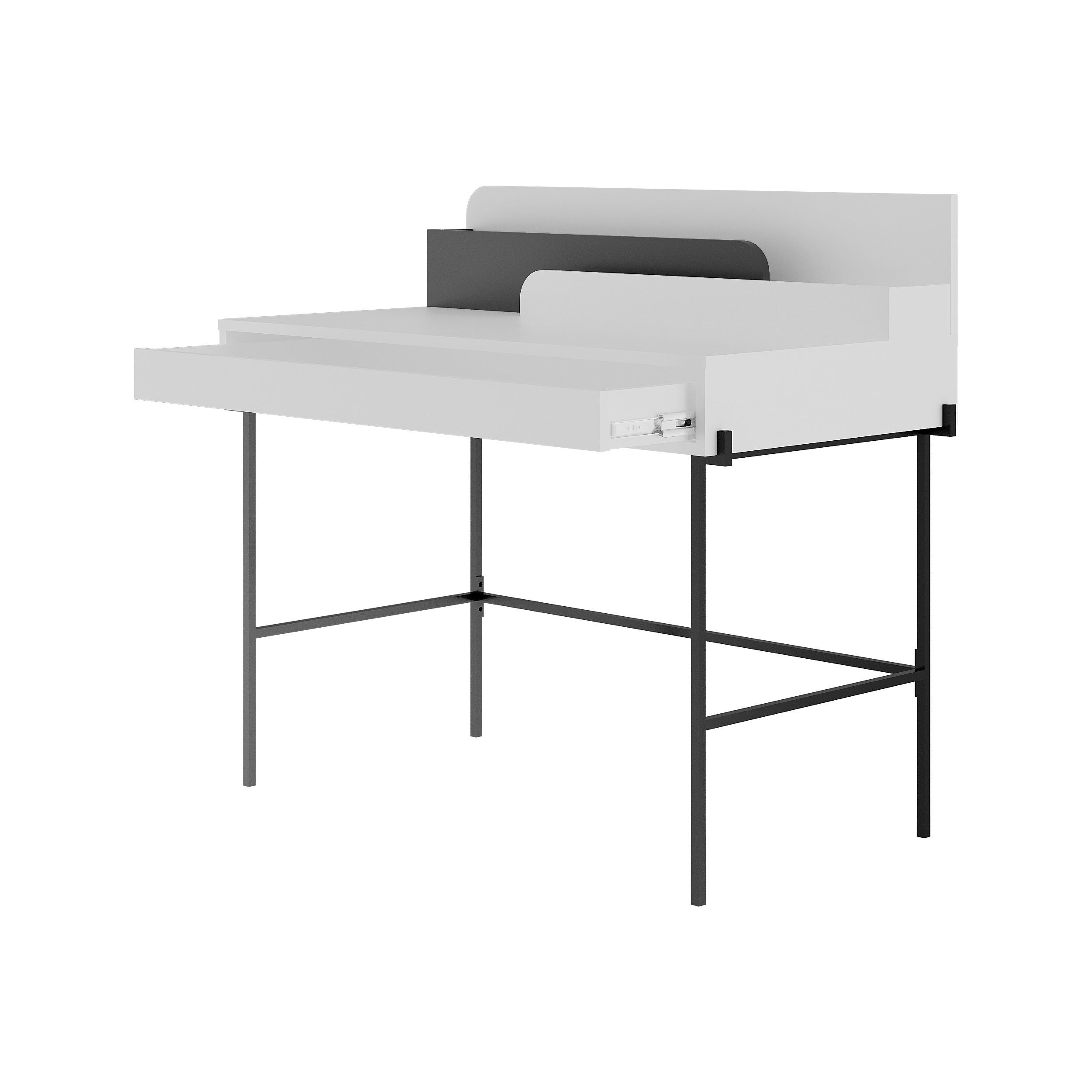 Arbeitstisch tisch), Moderner Decortie Arbeitstisch/Schreibtisch, 60 Weiß-Anthrazit x 110 (1 Leila x cm 101