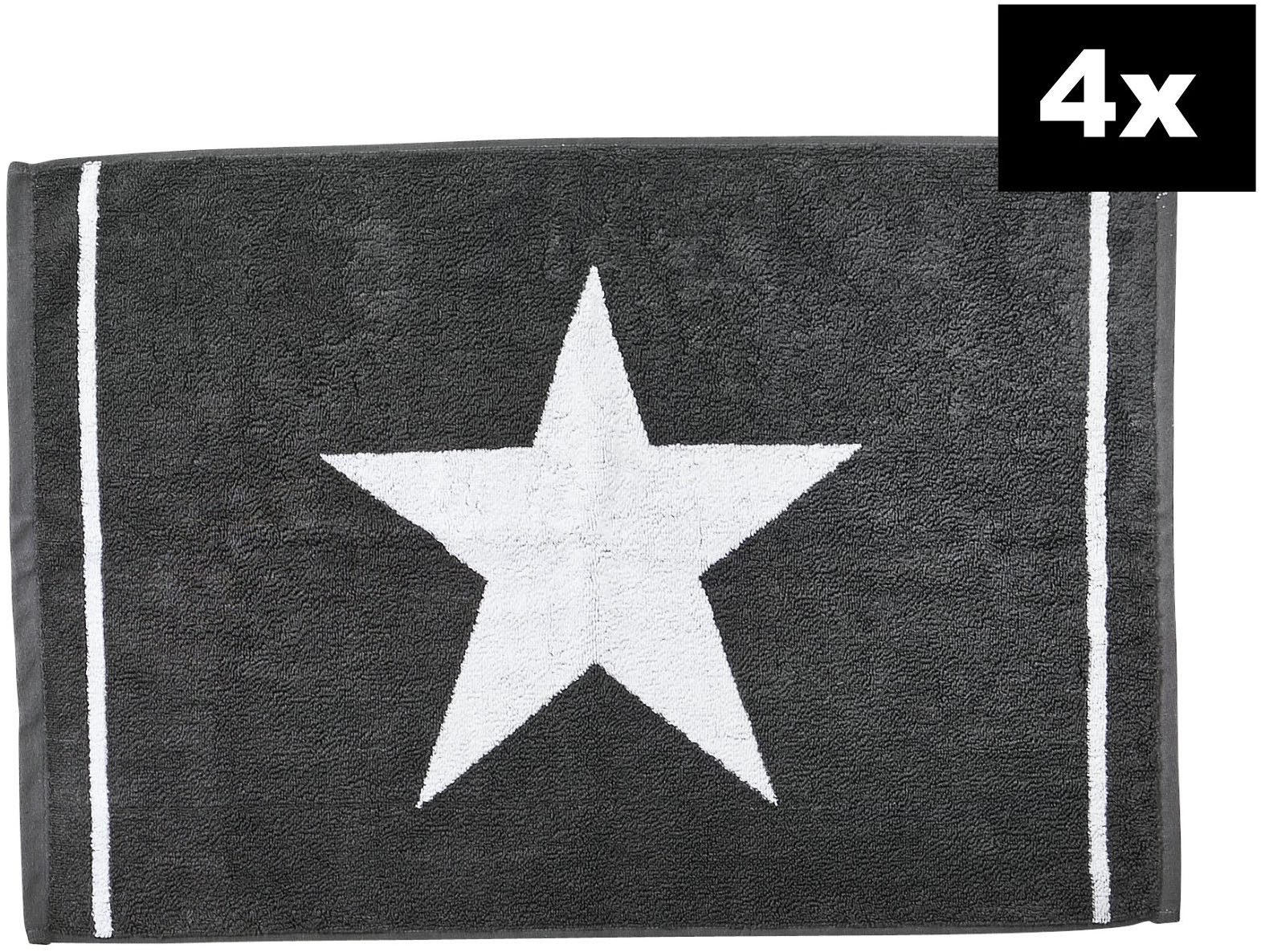done.® Badematte DAILY SHAPES Star 4er-Set, Höhe 5 mm, fußbodenheizungsgeeignet, Baumwolle, rechteckig, Badvorleger aus 100% Baumwolle, Jacquardgewebt