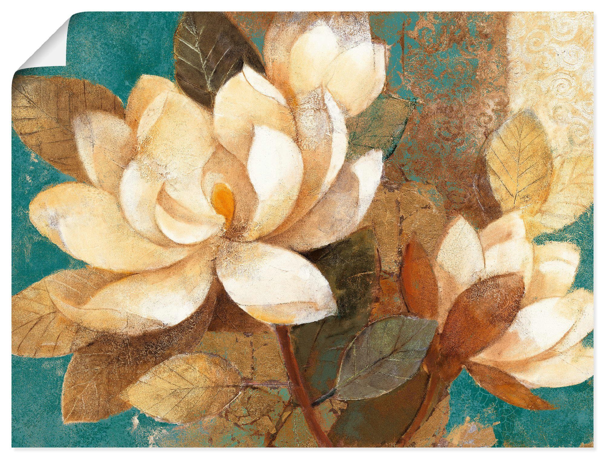 Artland Wandbild Türkise Magnolien, Blumen (1 St), als Leinwandbild, Wandaufkleber oder Poster in versch. Größen