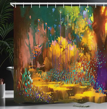 Abakuhaus Duschvorhang Moderner Digitaldruck mit 12 Haken auf Stoff Wasser Resistent Breite 175 cm, Höhe 180 cm, Wald Hypnotische Dschungel Plants