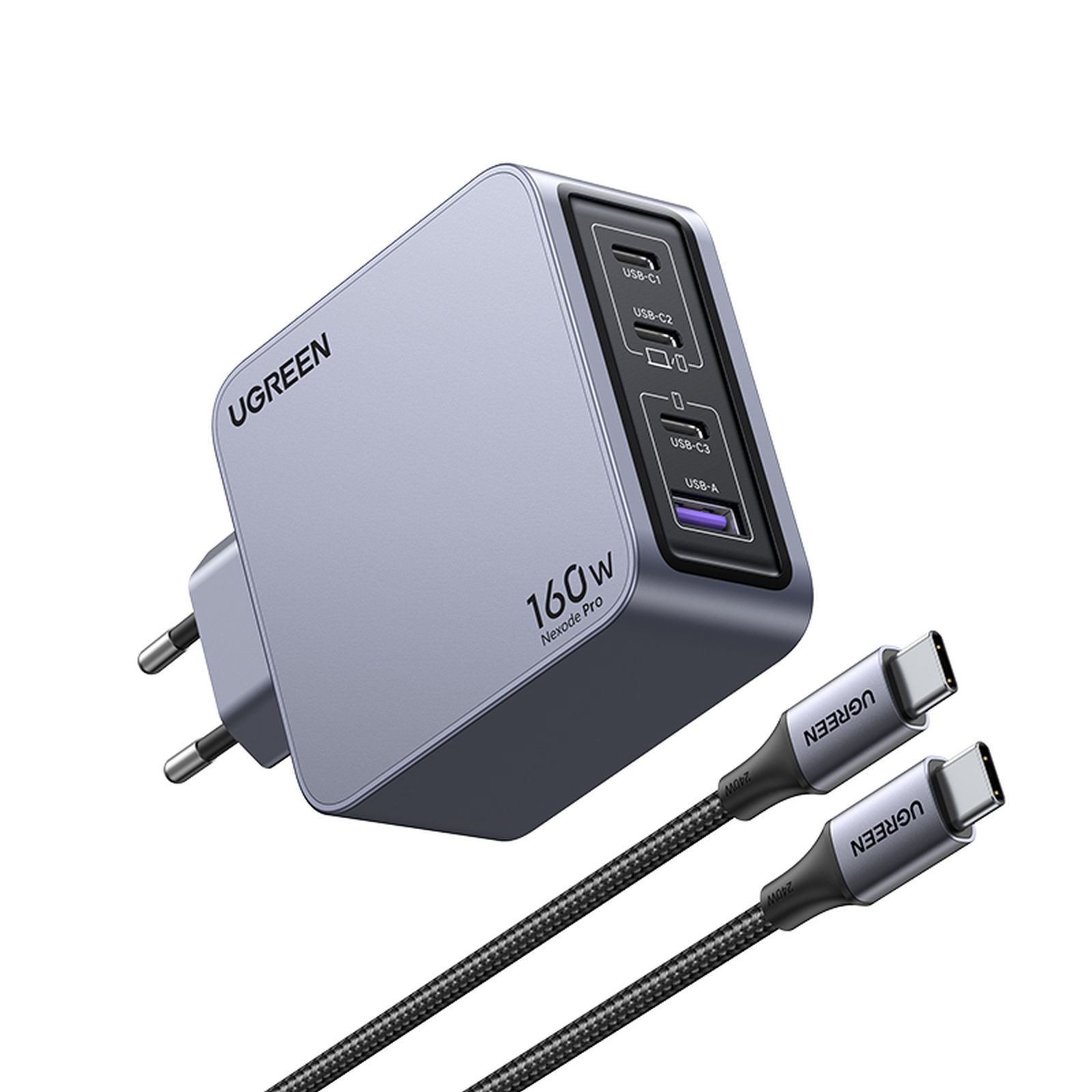 UGREEN Nexode Pro 160W GaN Charger with USB-C Cable, Drinnen, AC, Schwarz, Gr Netzteil