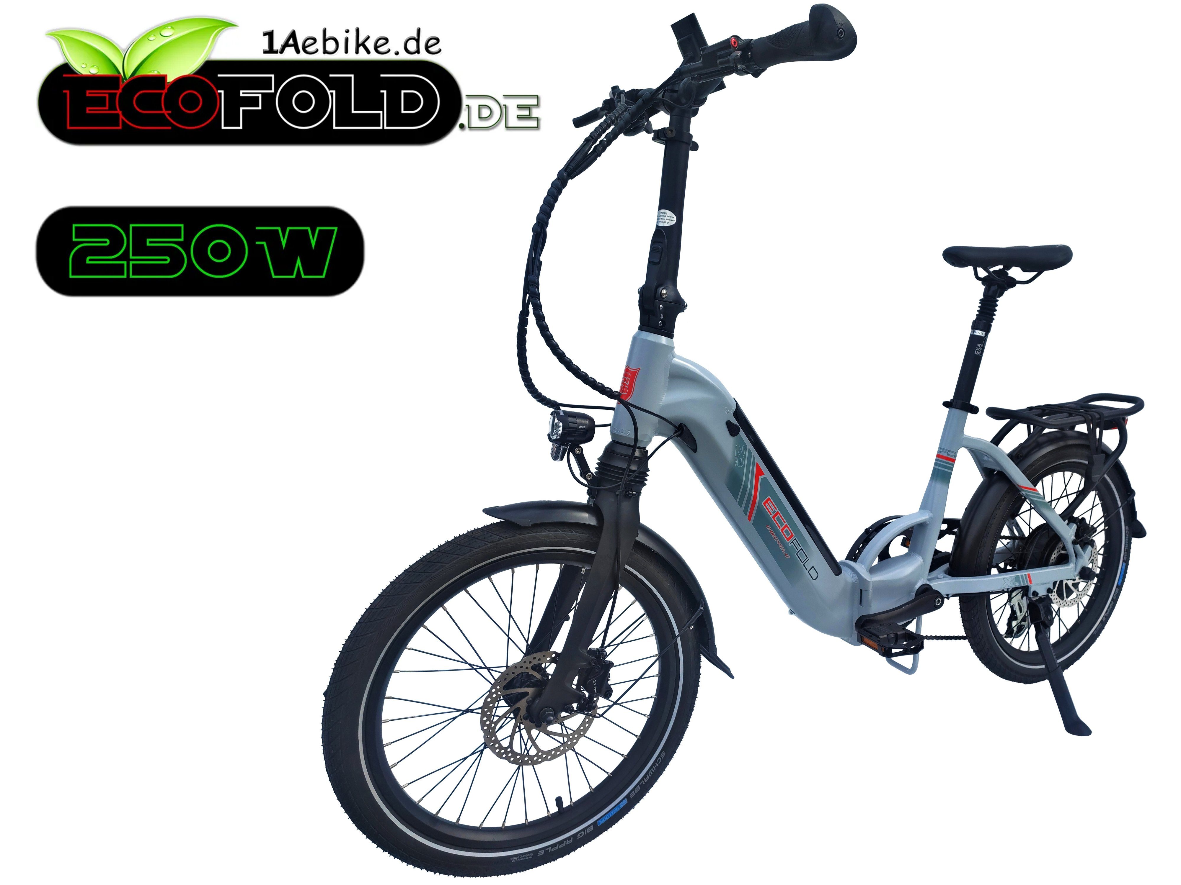 E-Bike Faltrad 20 Zoll ECOFOLD BFH400N E-Bike Bafang Heckmotor 250W weiss