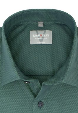 MARVELIS Businesshemd Businesshemd - Comfort Fit - Langarm - Struktur - Grün