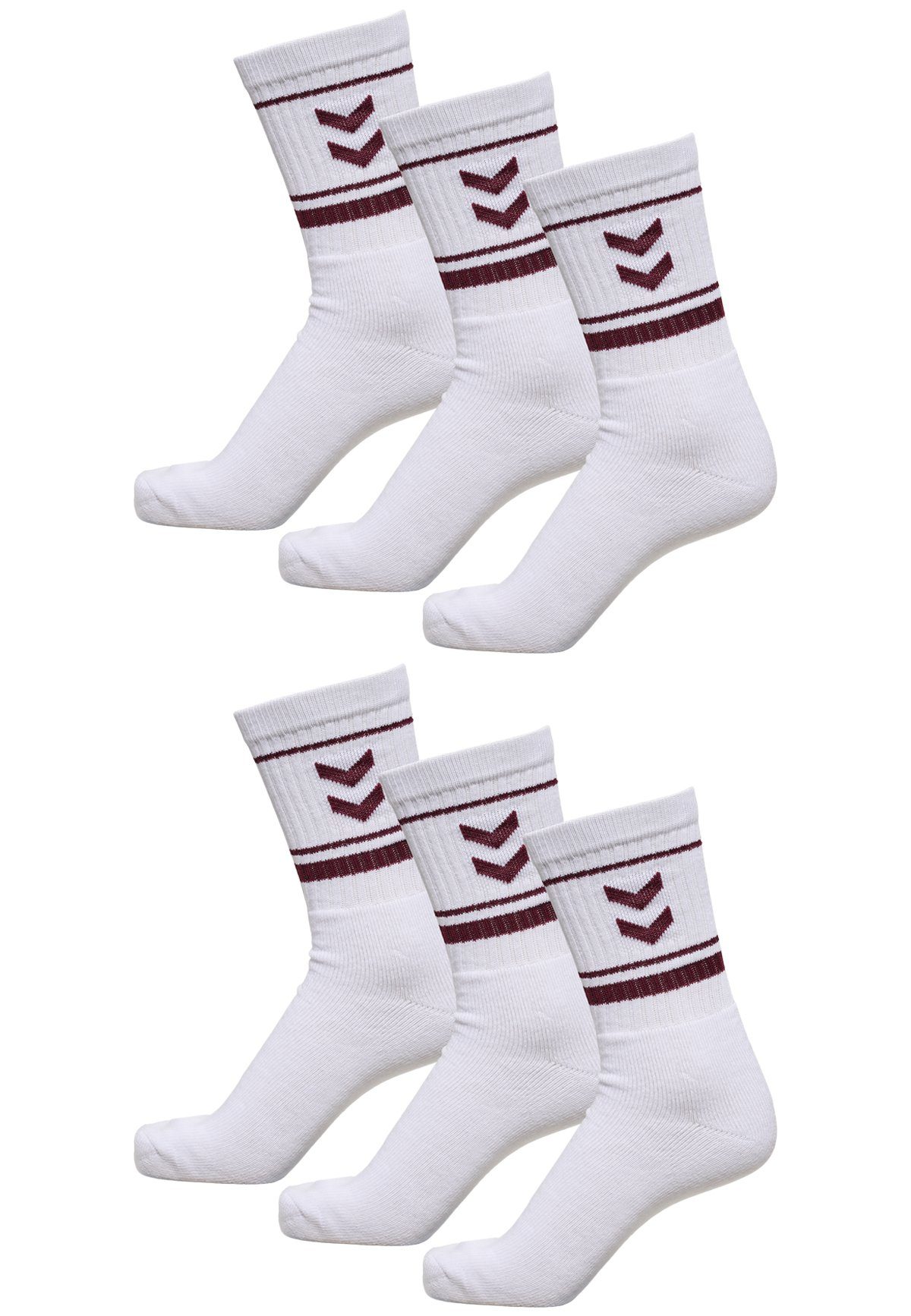 hummel Socken 6-er Set Sport Freizeit Basic Socken mit Logo (6-Paar, casual) 5784 in Weiß-Rot