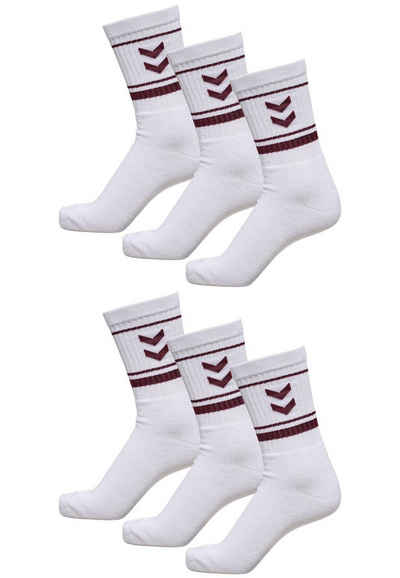 hummel Socken 6-er Set Sport Freizeit Basic Socken mit Logo (6-Paar, casual) 5784 in Weiß-Rot