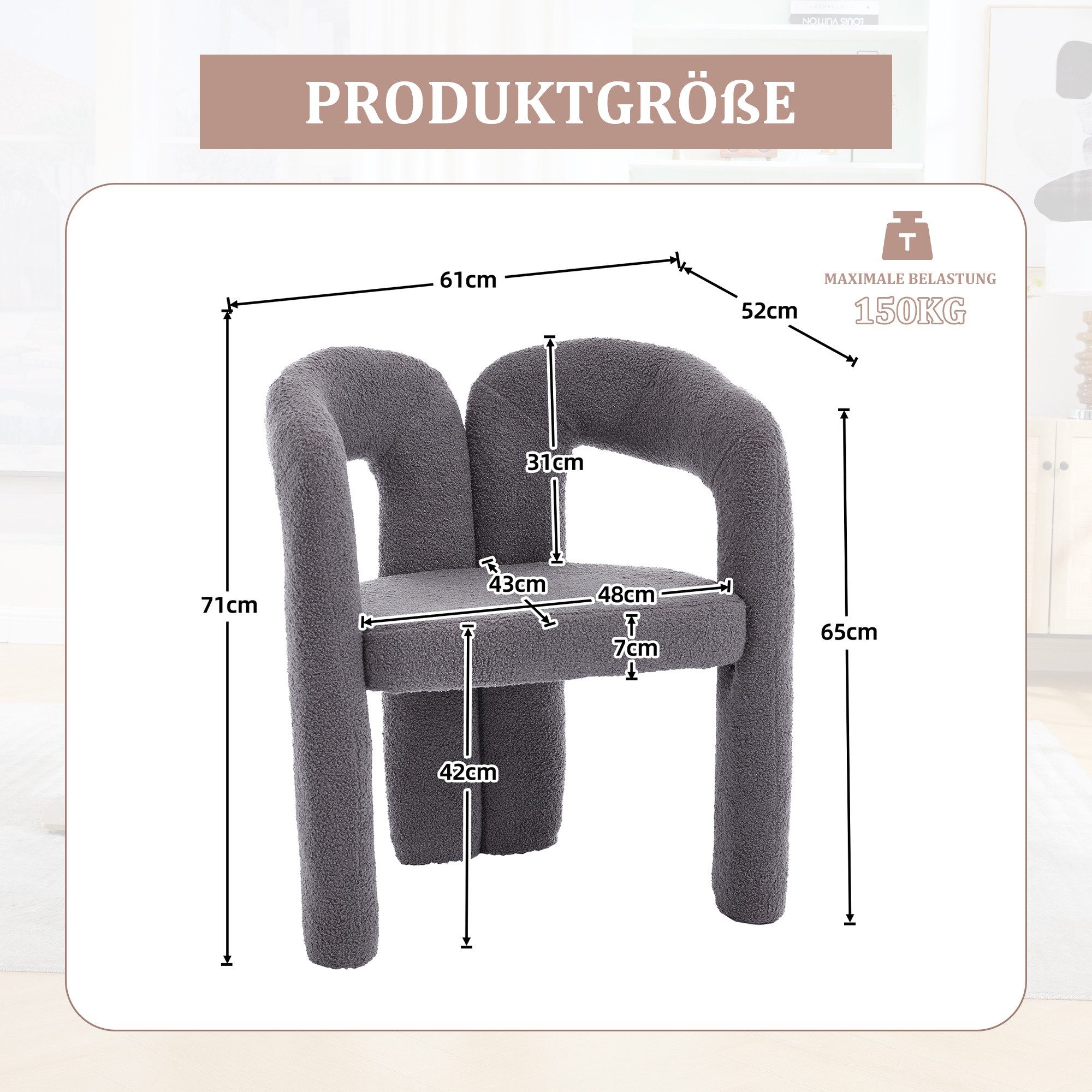 LVHOM Armlehnstuhl M-Form Freizeitstuhl, Bistrostuhl, Bürostuhl, Polsterstuhl, Besucherstuhl (2 St), für Esszimmer, Wohnzimmer, Büro, Schlafzimmer, Wartezimmer, Lobbys