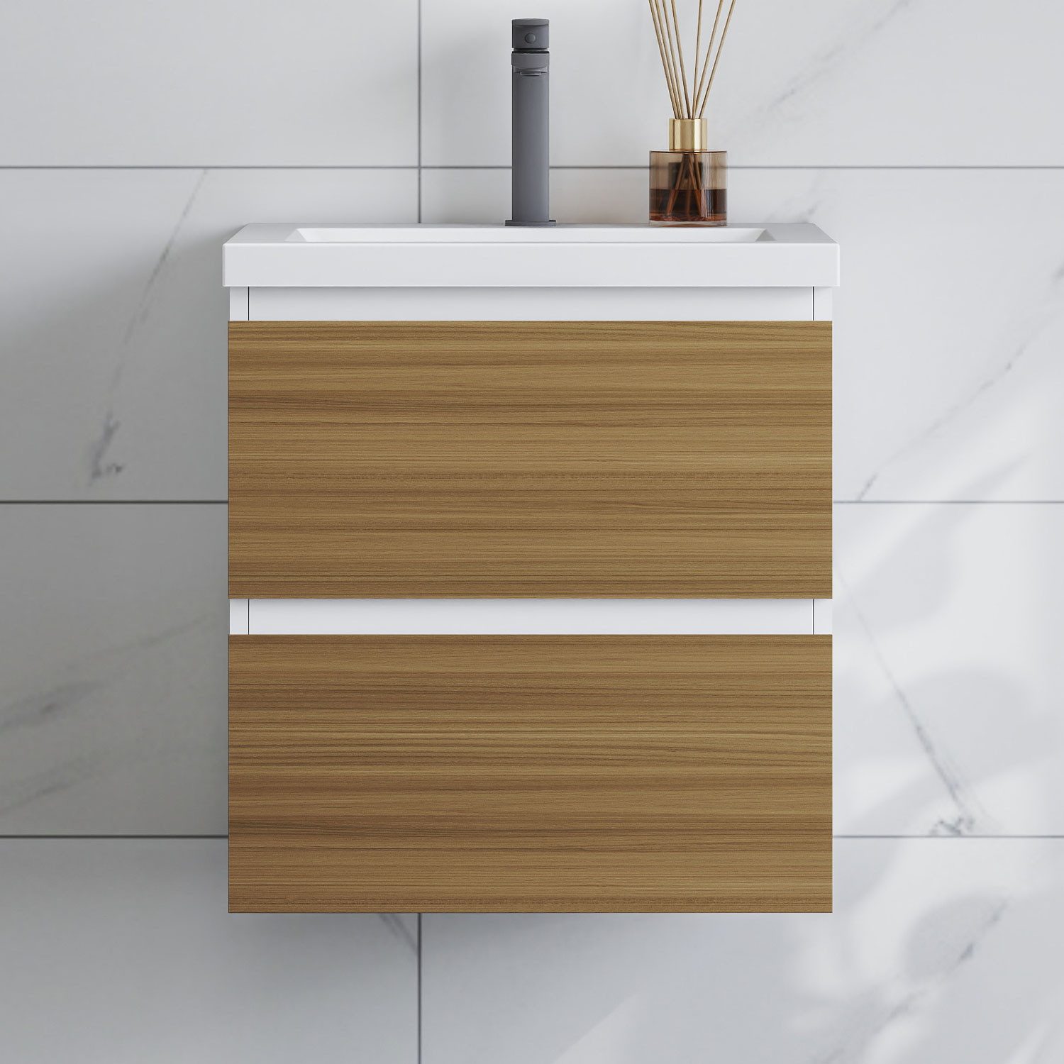 duschspa Waschtisch Waschbecken mit Unterschrank Badschrank Waschplatz Badmöbel Set, Matt, 50-120cm