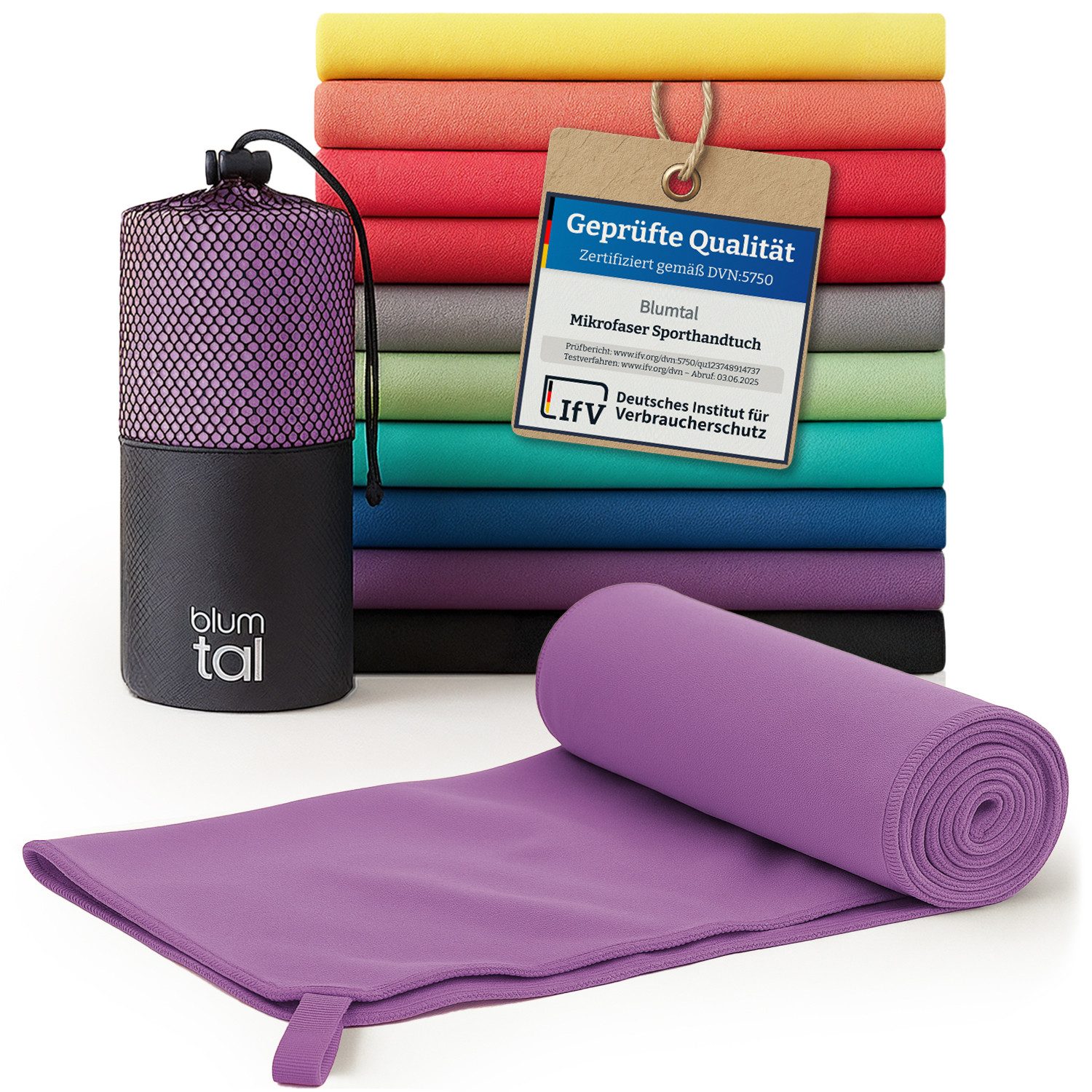 Blumtal Sporthandtuch Mikrofaser Handtuch - kompakte Mikrofaser Handtücher, Mikrofaser (inkl. Transporttasche, einzeln oder als Set verfügbar, 1-St), ultra leicht & schnelltrocknend, Reisehandtuch, Strandhandtuch