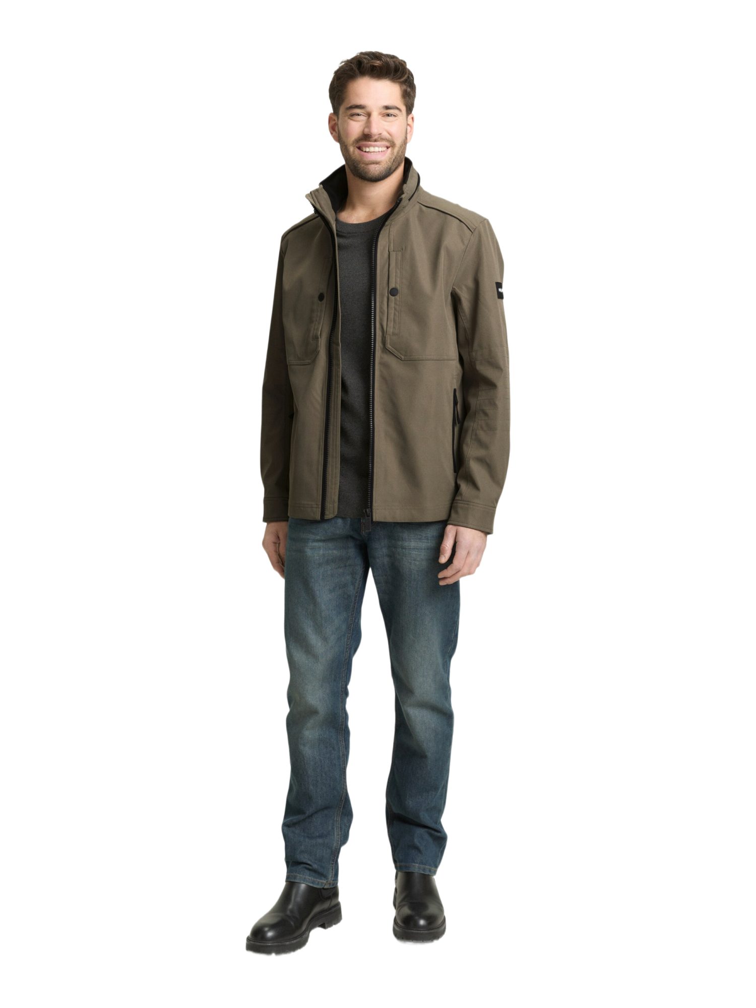 TOM TAILOR Funktionsjacke O braun,Casual,Polyester,Unifarben,Stehkragen,Lang,Regular Fit