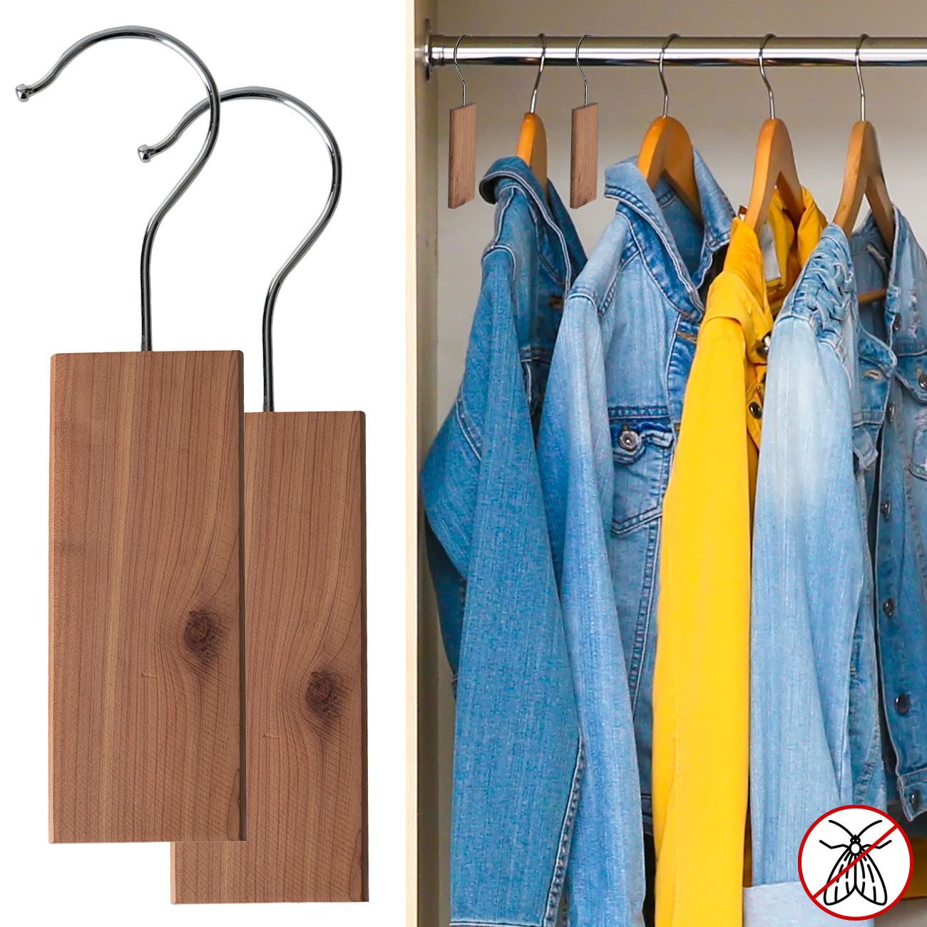 Casativo Kleiderbügel Zedernholz Mottenschutz Set - Natürliche Mottenabwehr Schr