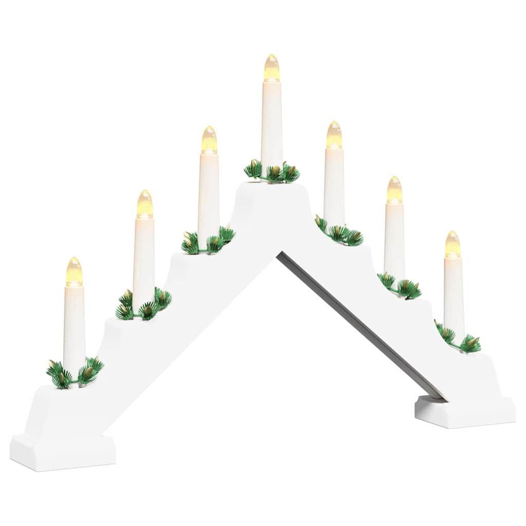 vidaXL Weihnachtspyramide Schwibbogen Lichterbogen Adventsbogen mit 7 LEDs Weiß 39,5 x 5 x 29 cm