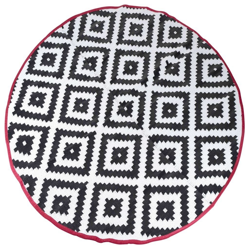 Picknickdecke Outdoor-Teppich Chill mat Falconwood 2 m Rund Schwarz und Weiß, Bo-Camp