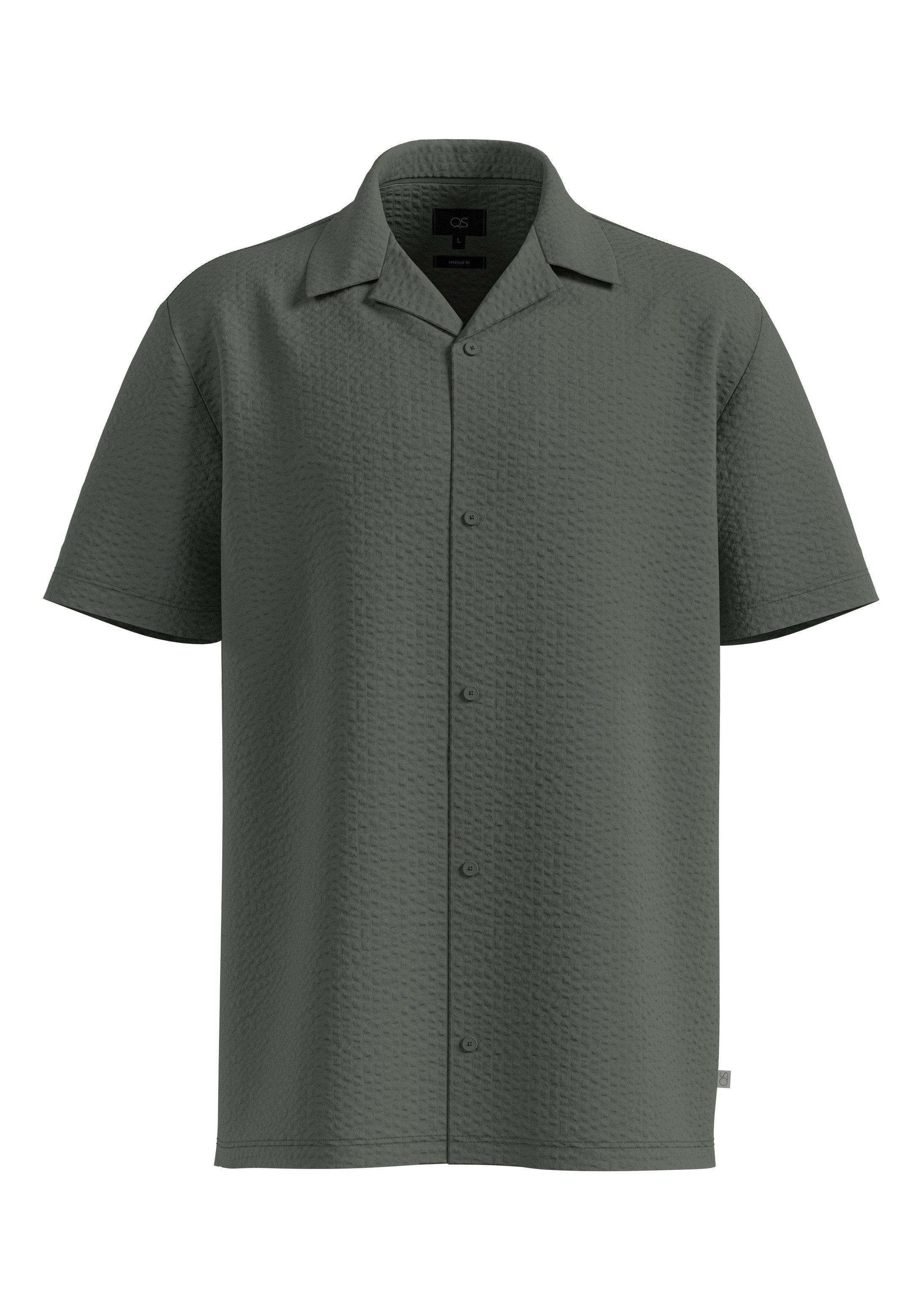 QS Kurzarmhemd Hemd Resort Fit: Seersuckerhemd