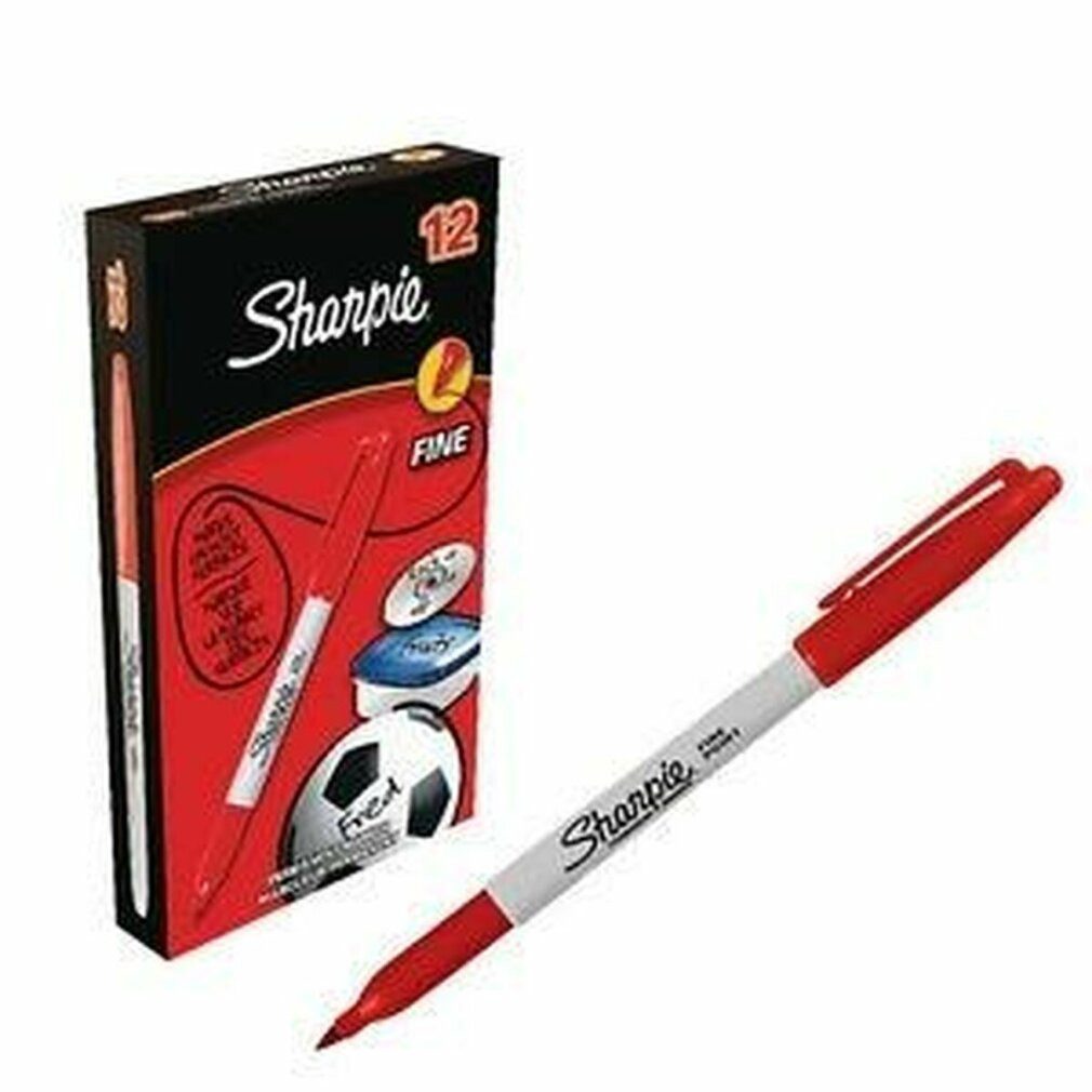 Sharpie Marker Dauermarker Fine Point Rot 12 Stück
