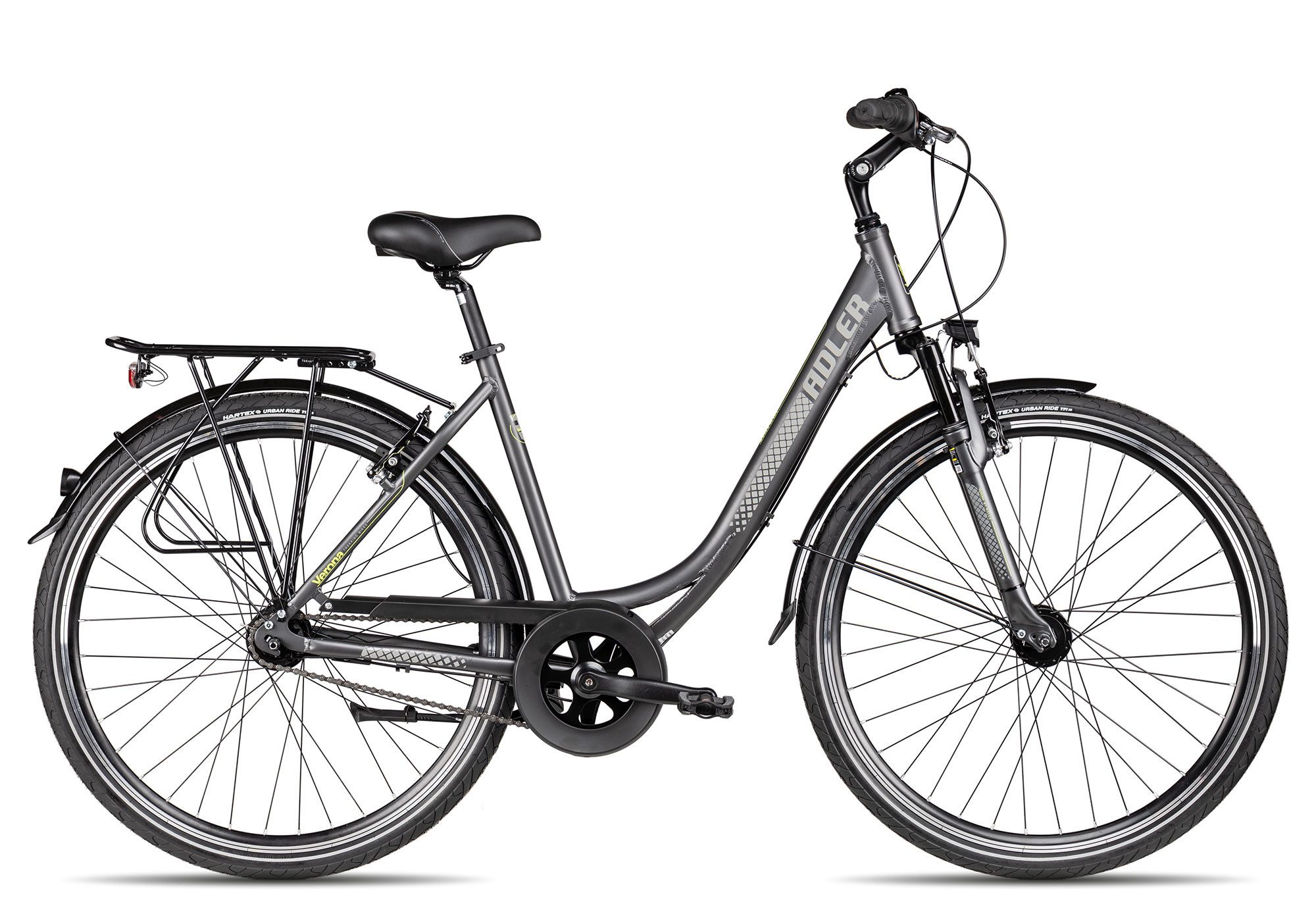 Adler Cityrad Verona NEXUS Wave, 7 Gang Shimano Nexus 7 Rücktritt Schaltwerk, Nabenschaltung Rücktritt, Rücktrittbremse schwarz/grau