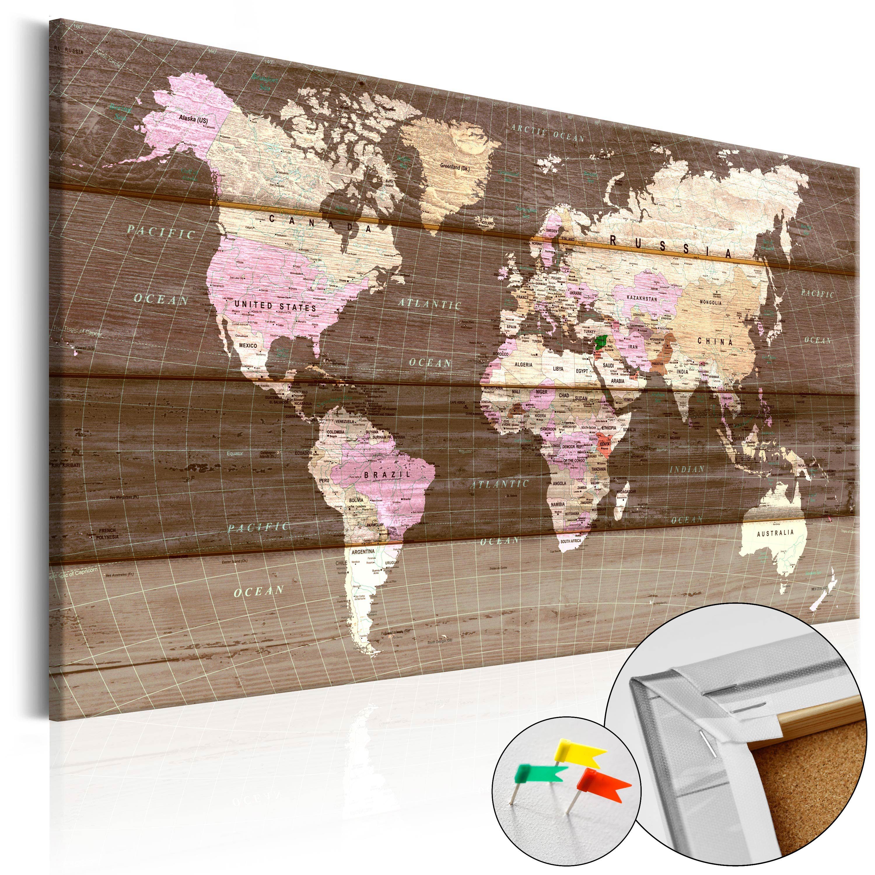 Artgeist Pinnwand Wooden World [Cork Map]