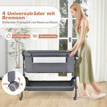 COSTWAY Beistellbett Reisebett, 7-fach verstellbar, mit Aufbewahrungskorb