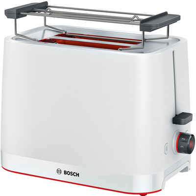 BOSCH Toaster MyMoment TAT3M121, 2 Schlitze, für 2 Scheiben, 950 W, entnehmbarer Brötchenaufsatz, Auftaufunktion, Brotzentrierung, AutoOff