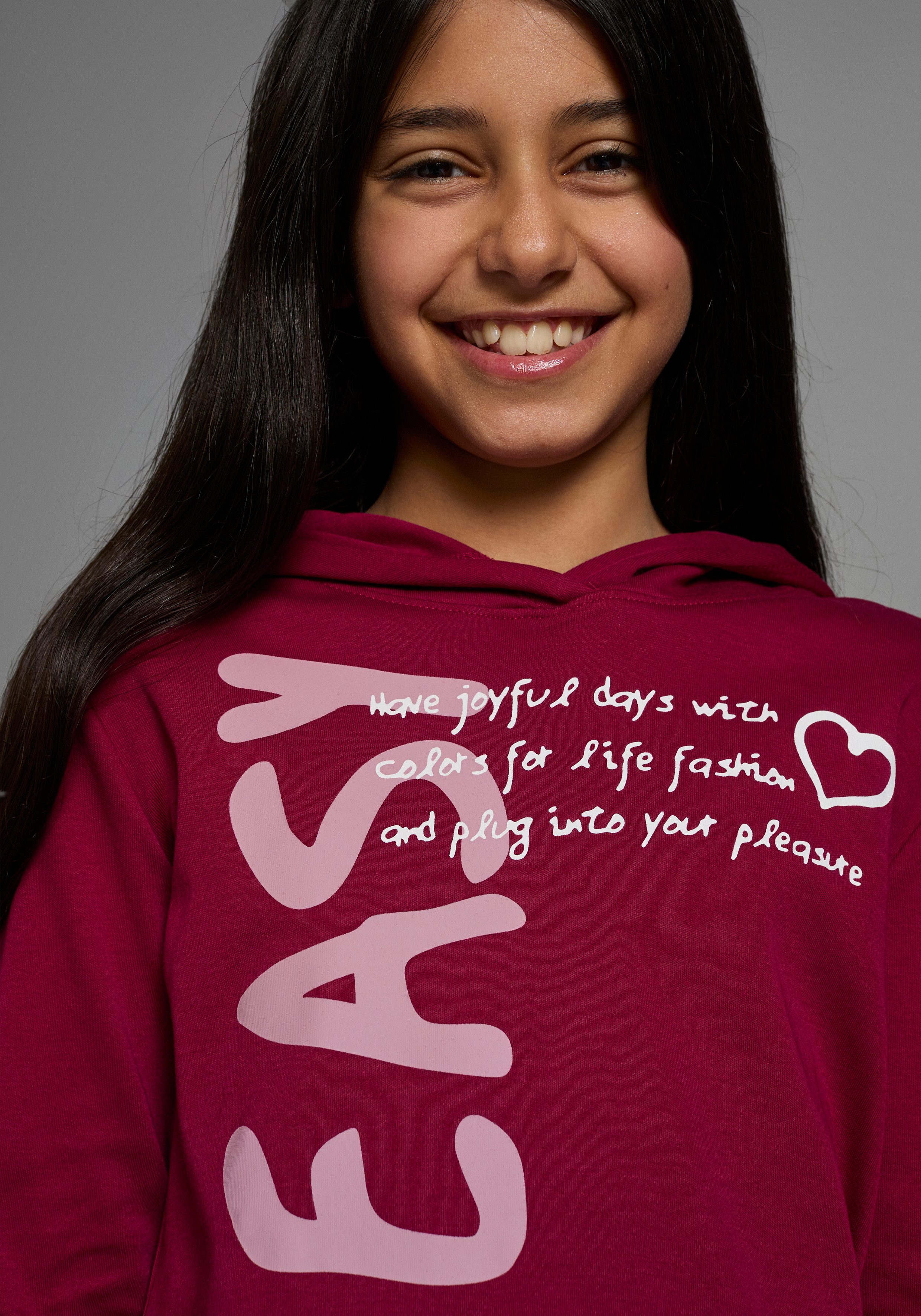 KIDSWORLD Kapuzenshirt SO EASY - Print Langarm, Basic-Passform, mit modischen Drucken