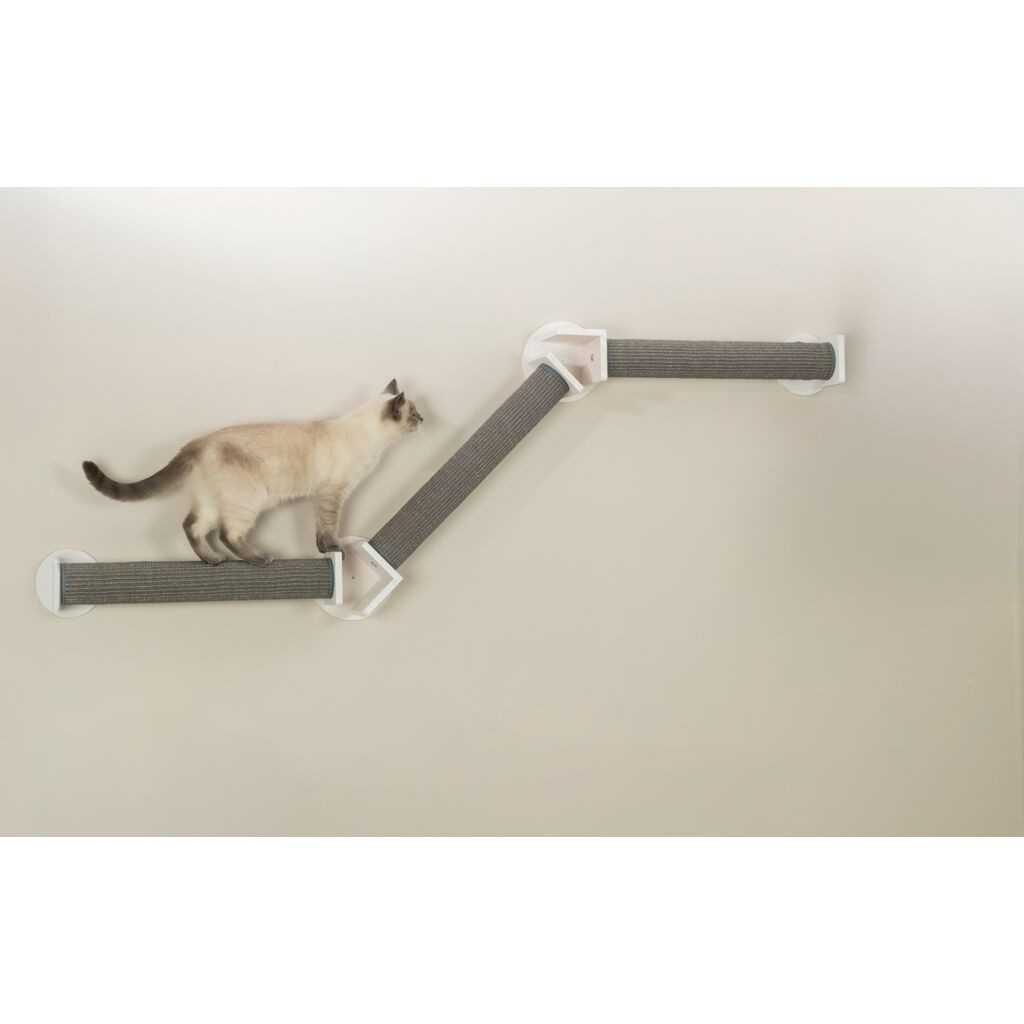 TRIXIE Katzen-Kletterwand Wand-Set 2 - weiß/grau - 195 × 78 cm