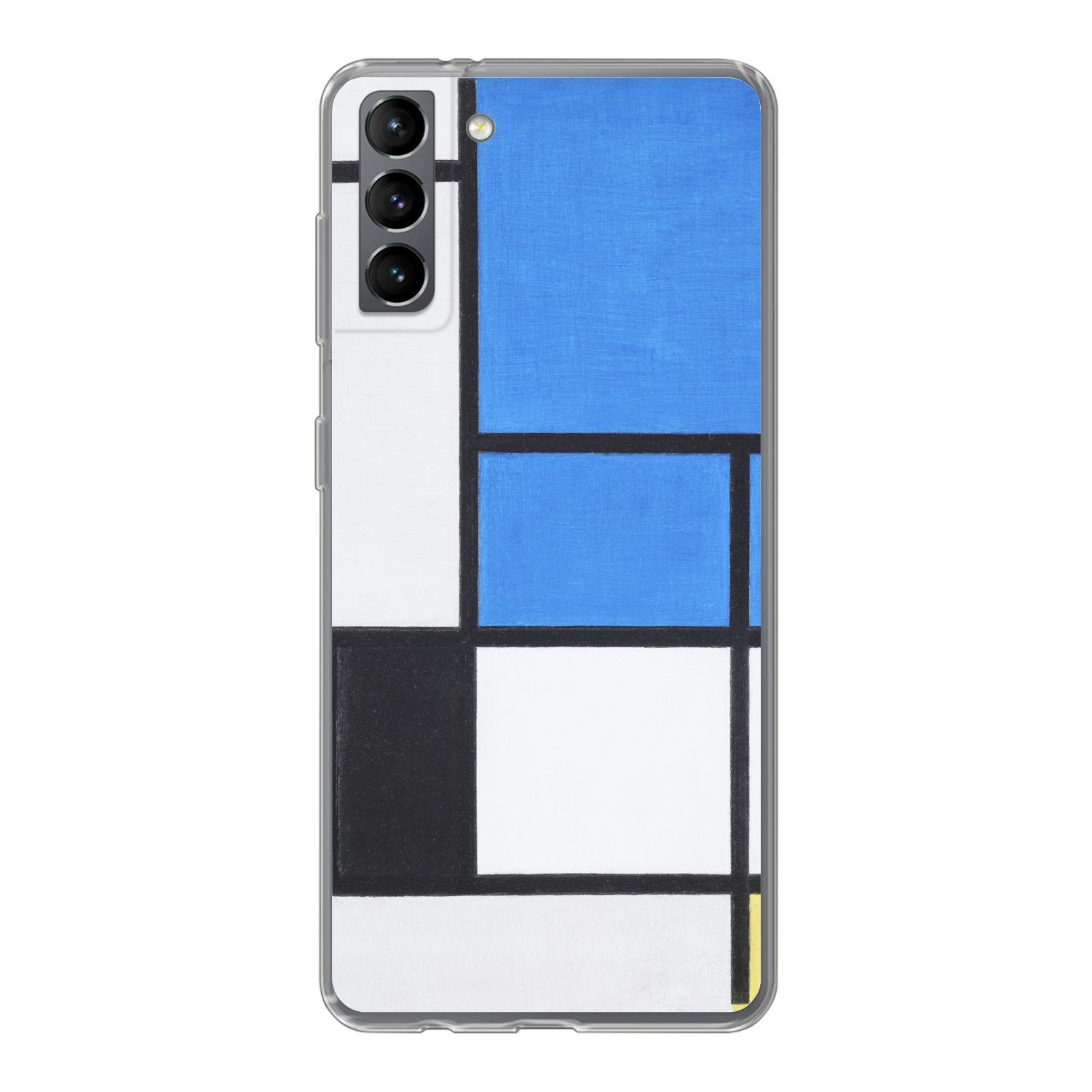 MuchoWow Handyhülle für Samsung Galaxy S21 Plus Komposition mit Blau, Rot, Schwarz, Gelb u, Phone Case, Silikon, Schutzhülle Dünn