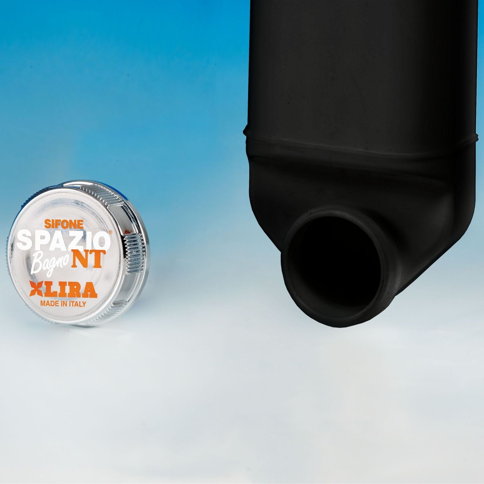SO-TECH® Siphon Raumsparsiphon 32 - 40 mm Ablaufgarnitur f. Küche und Bad, Raumspar-Siphon schwarz mit Reinigungsöffnung