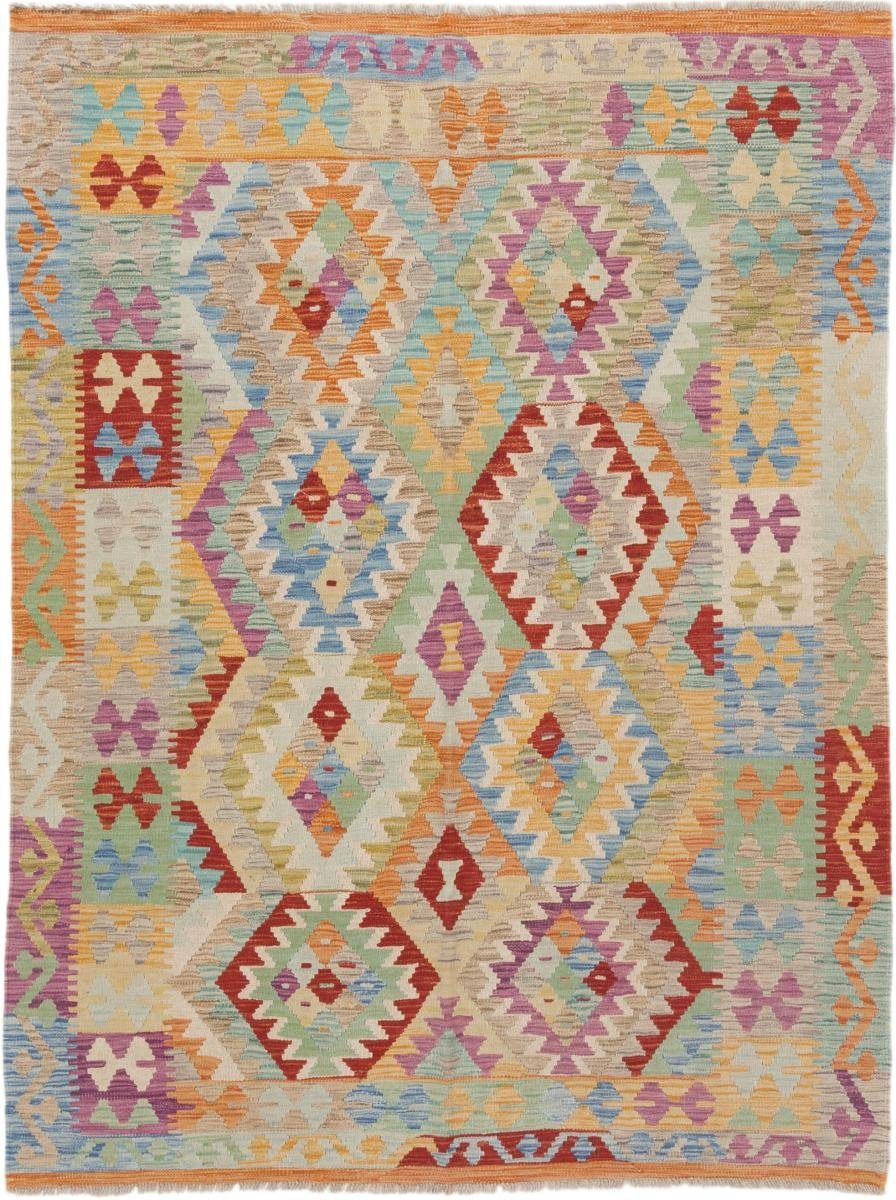 Orientteppich Kelim Afghan 157x205 Handgewebter Orientteppich, Nain Trading, rechteckig, Höhe: 3 mm