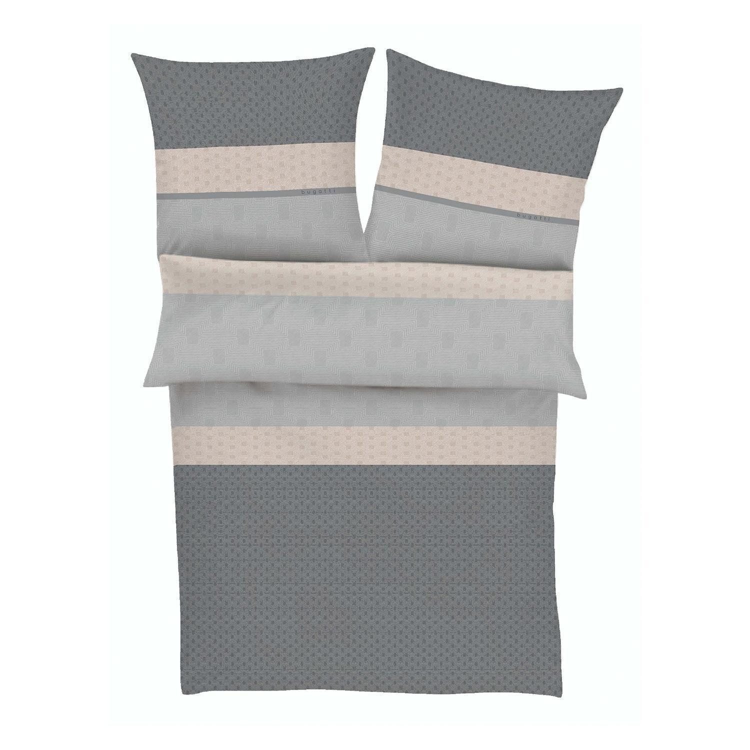 bugatti Постільна білизна KOSIE, L 155 x B 220 cm, Grau, Beige, Satin, 1 teilig, 100% Baumwolle