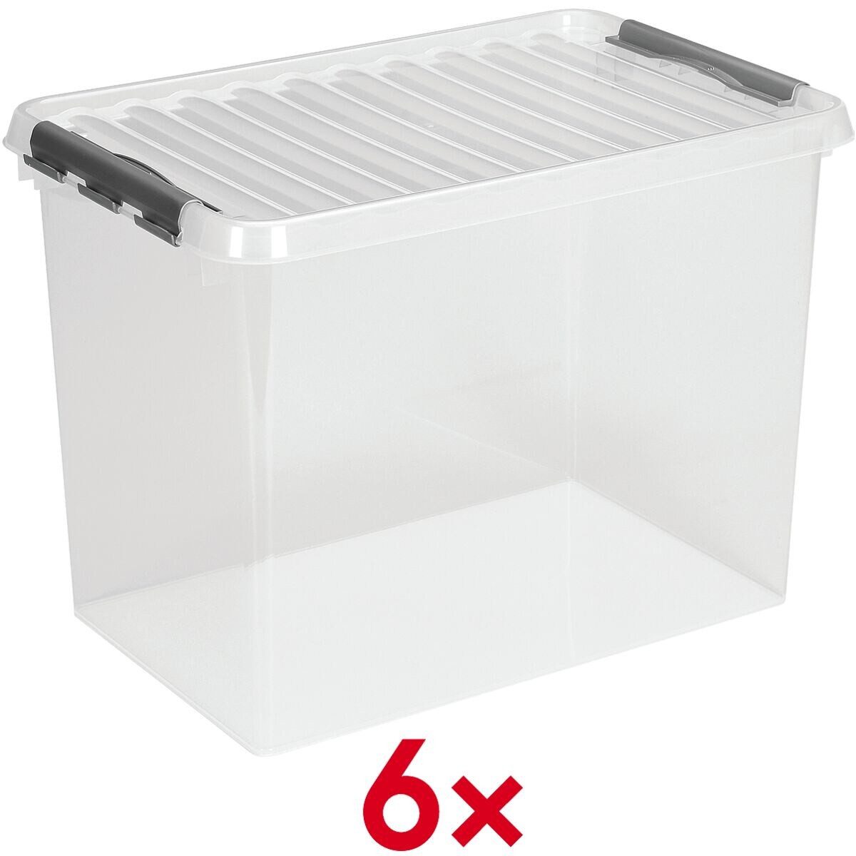 Sunware Aufbewahrungsbox the q-line (6 St), 62 Liter, verschließbar, stapelbar, staubgeschützt