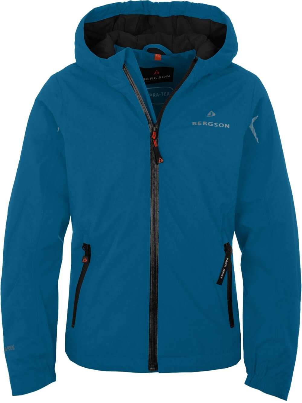 Bergson Outdoorjacke LIO THERMO Kinder Regenjacke, leicht wattiert, 12000 mm Wassersäule, Normalgrößen, Saphir blau