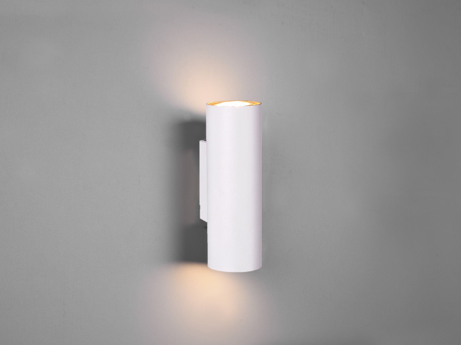 TRIO Leuchten LED Wandleuchte, Dimmfunktion, LED wechselbar, Warmweiß, innen, kleine Updown Wand-strahler Lampe Treppenhaus, Weiß, Höhe 18cm