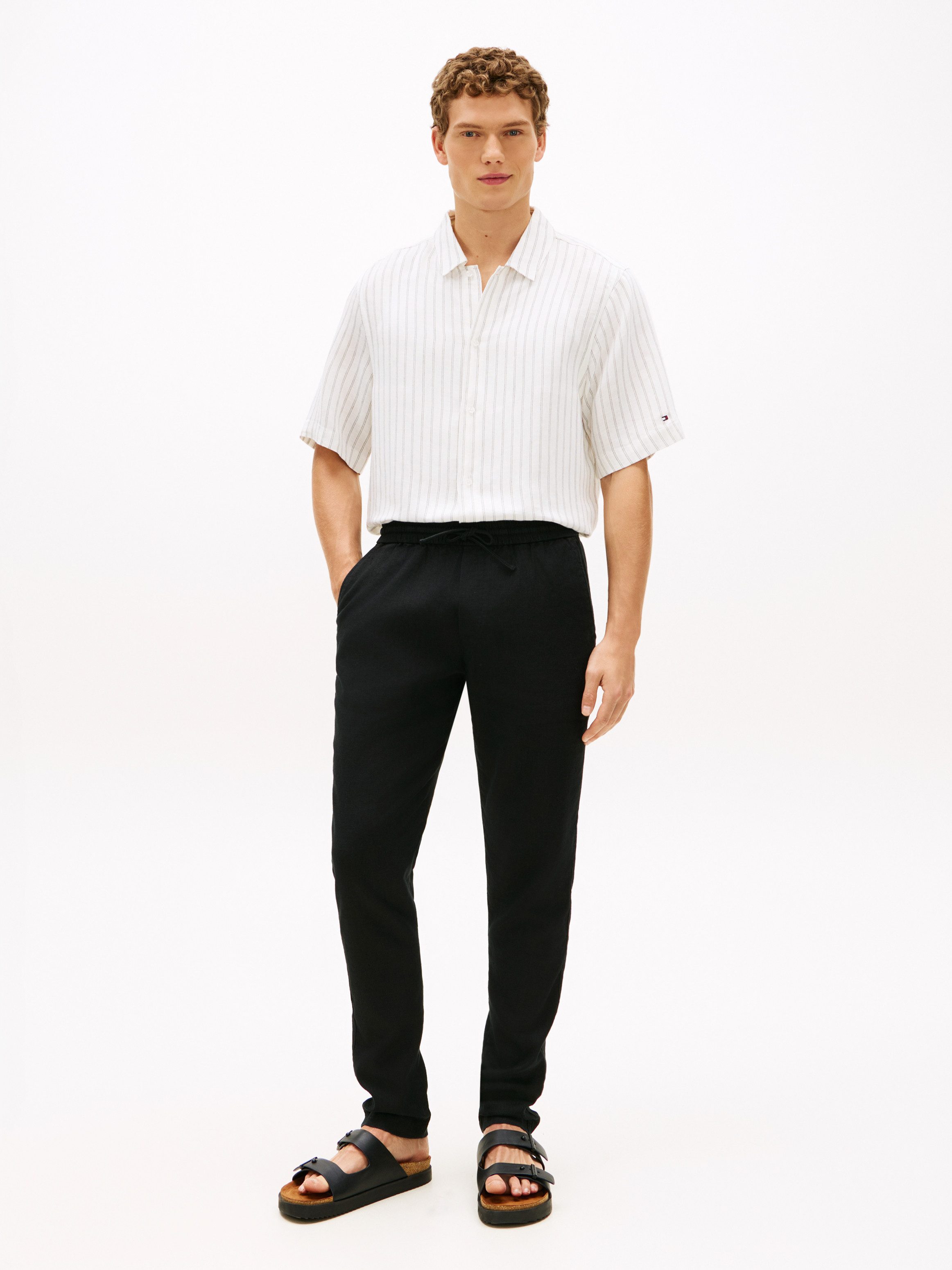 Tommy Hilfiger Chinohose HARLEM PO SORONA LINEN Tapered Leg Fit, aus Leinenmix, teilelastischer Bund