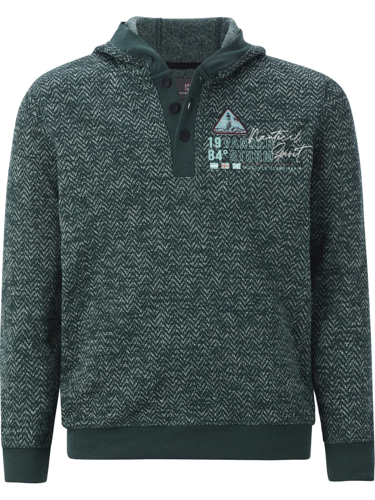 Jan Vanderstorm Fleecepullover HARGARD mit läassiger Kapuze