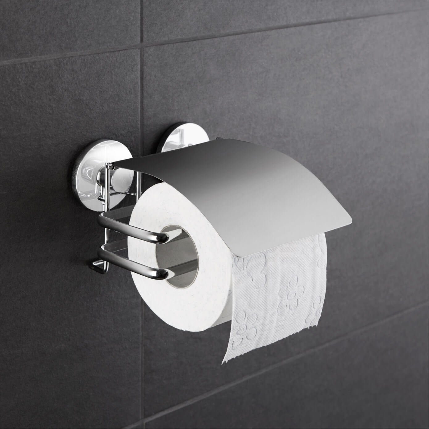 WENKO Toilettenpapierhalter Toiletten Wand Bohren Halter Papier Deckel Rollen ohne Edelstahl