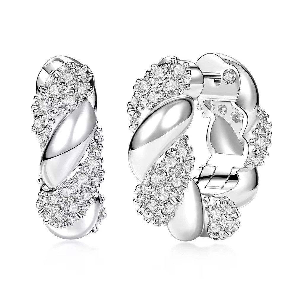 ROUGEMONT Paar Creolen Moissanit Statement Damen Creolen Ohrringe Gold